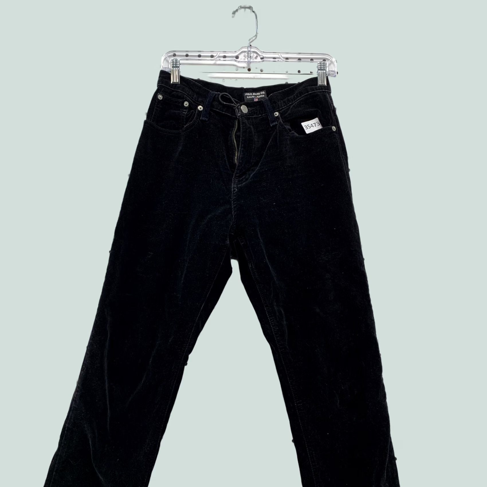 Polo Ralph Lauren VINTAGE Polo Jeans Ralph Lauren Velvet Pants Womens 8 Black Velour Relaxed Inseam 29 26x29 Chino Skinny Front Flat Front Size 30" / US 8 / IT 44 - 1 Thumbnail
