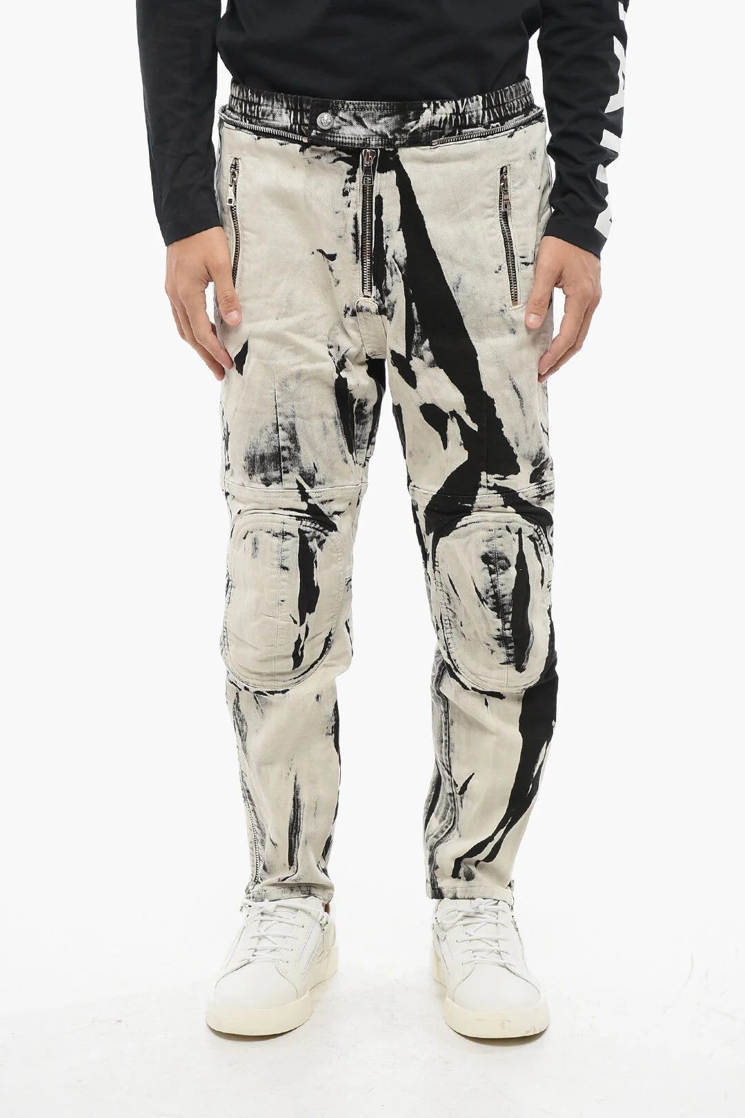 Balmain og1mm0326 Acid-Wash Biker Jeans in White Size US 32 / EU 48 - 1 Thumbnail
