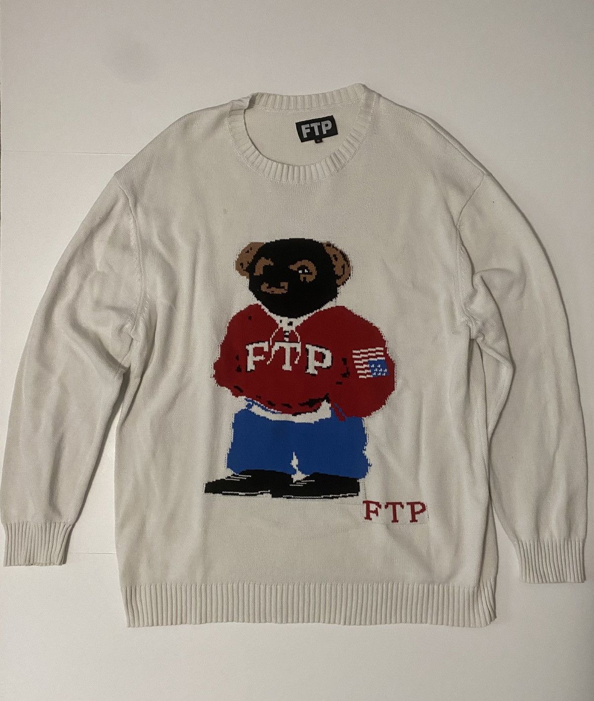 Fuck The Population FTP Bear Knit Sweater (White) Size US XL / EU 56 / 4 - 1 Thumbnail