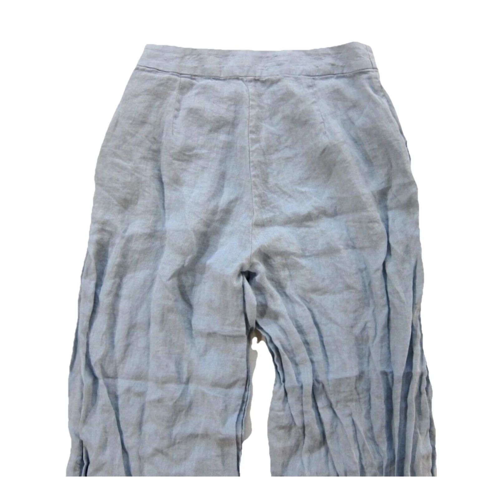 Vintage Revert Apparel 100% Linen Pastel Blue Wide Leg High Rise Pocket Pant Women L Size 36" / US 14 / IT 50 - 5 Thumbnail