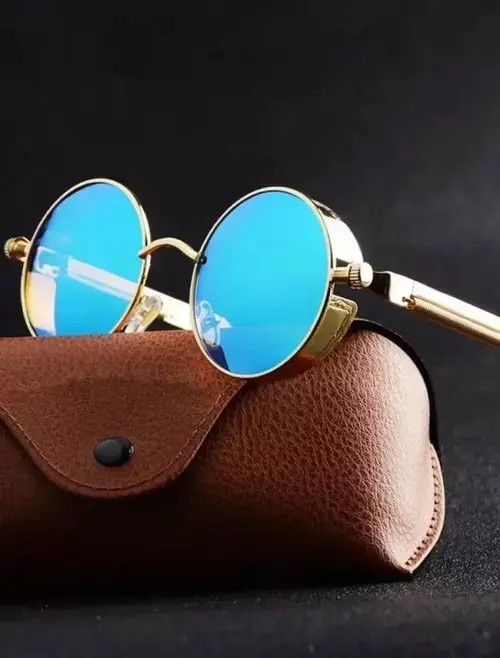 Electric Visual Metal Steampunk Sunglasses Men Women Fashion Round Glasses B Size ONE SIZE - 1 Thumbnail
