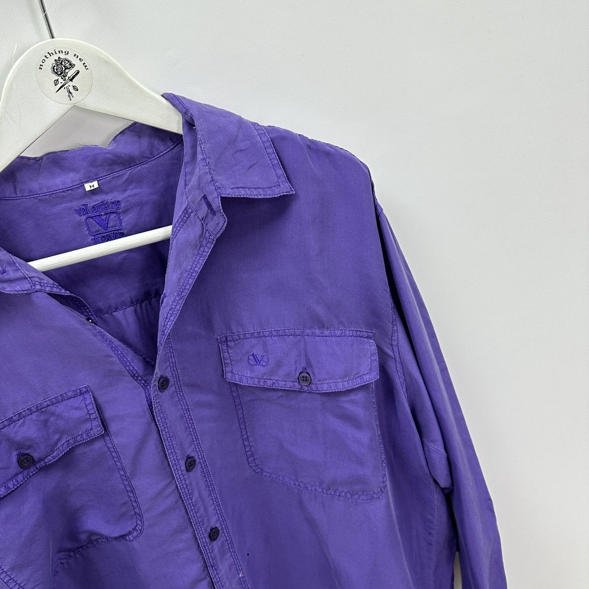 Valentino Vintage 80s Valentino Uomo Silk purple shirt og y2k Italy Size US M / EU 48-50 / 2 - 9 Thumbnail