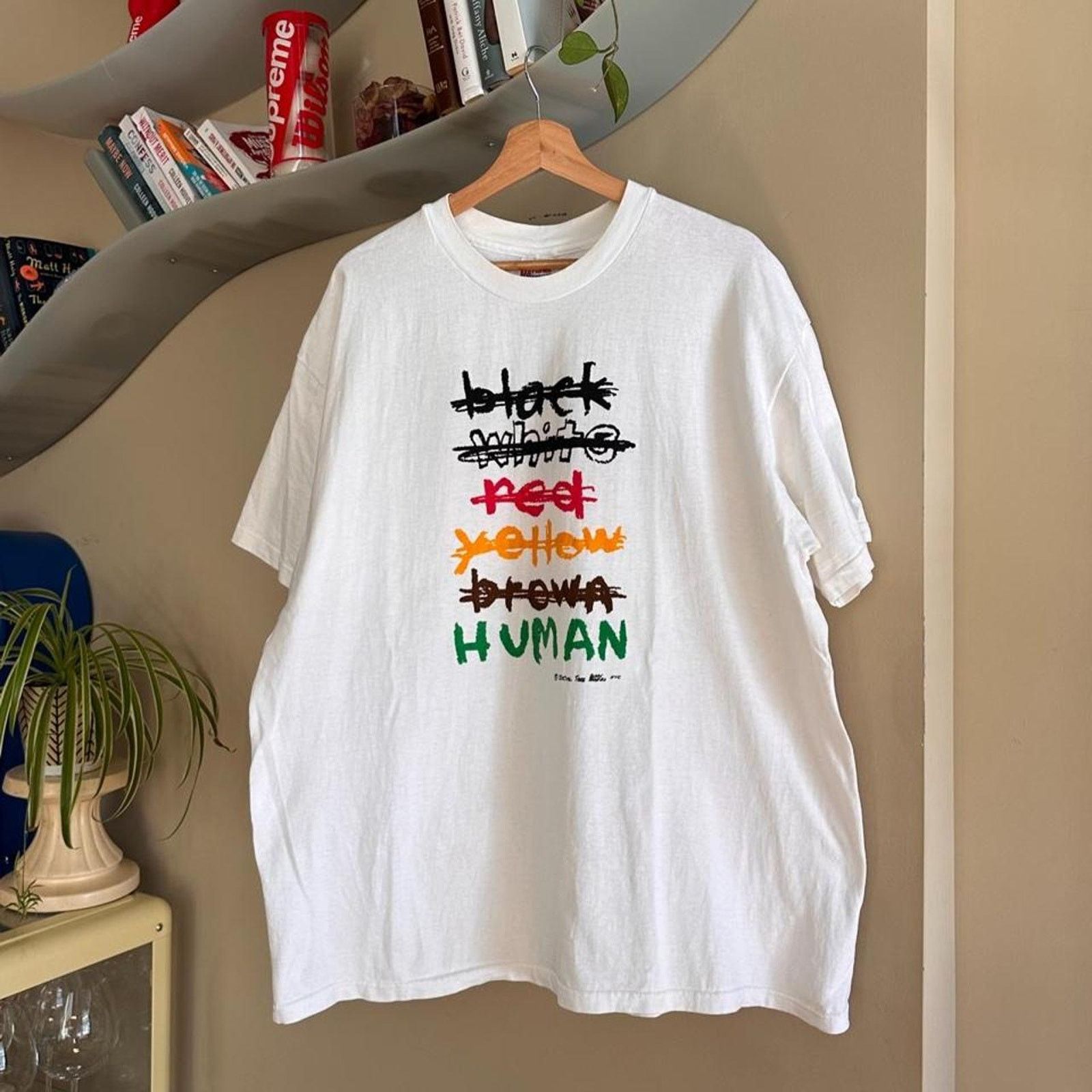 Hanes × Vintage White Race Social Tee Size US XL / EU 56 / 4 - 1 Thumbnail