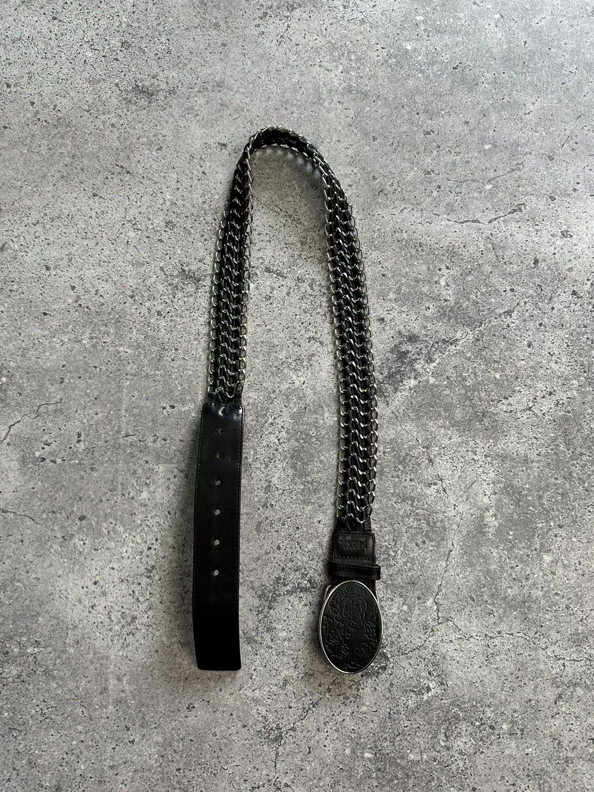 Hysteric Glamour × Mexx × Vintage Vintage Mexx Leather Belt Y2K Rhinestones Punk Metal Size 32 - 2 Thumbnail