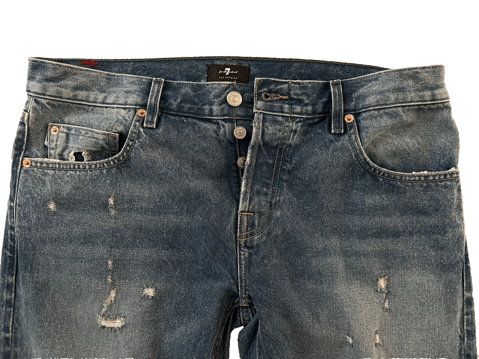 7 For All Mankind 7 For All Mankind Stacked Skinny Destroyed Jeans Blue ( 33 ) Size US 33 - 2 Thumbnail