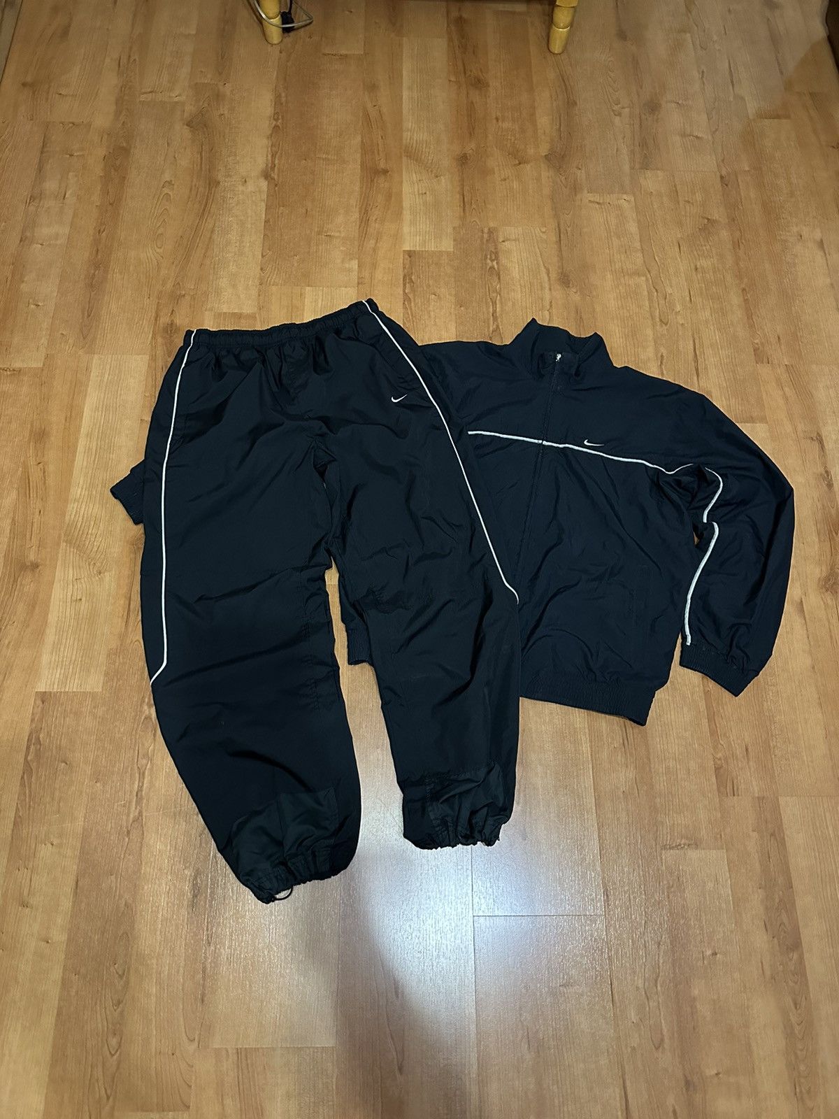 image of Y2K Nike Nylon Drill Tracksuit Set Size L in Black, Men's