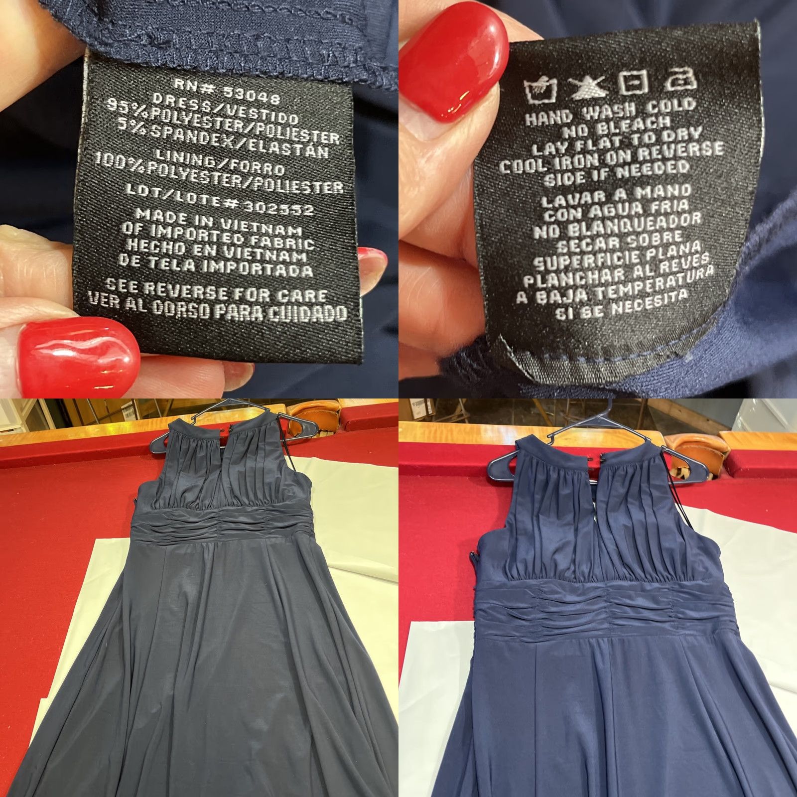 Vintage VINTAGE Nightway NAVY BLUE ruched HALTER Maxi Dress, Long GOWN Stretchy Women’s Size 12 Size XL / US 12-14 / IT 48-50 - 10 Thumbnail
