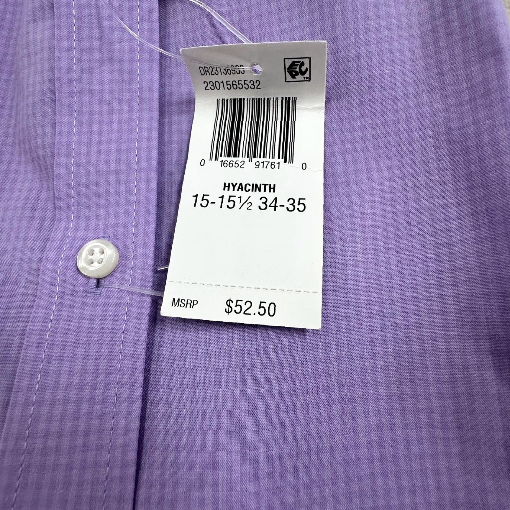 Izod IZOD Shirt Mens Medium Hyacinth Purple All Over Stretch Regular Fit Button Up Shirt Size US M / EU 48-50 / 2 - 7 Thumbnail