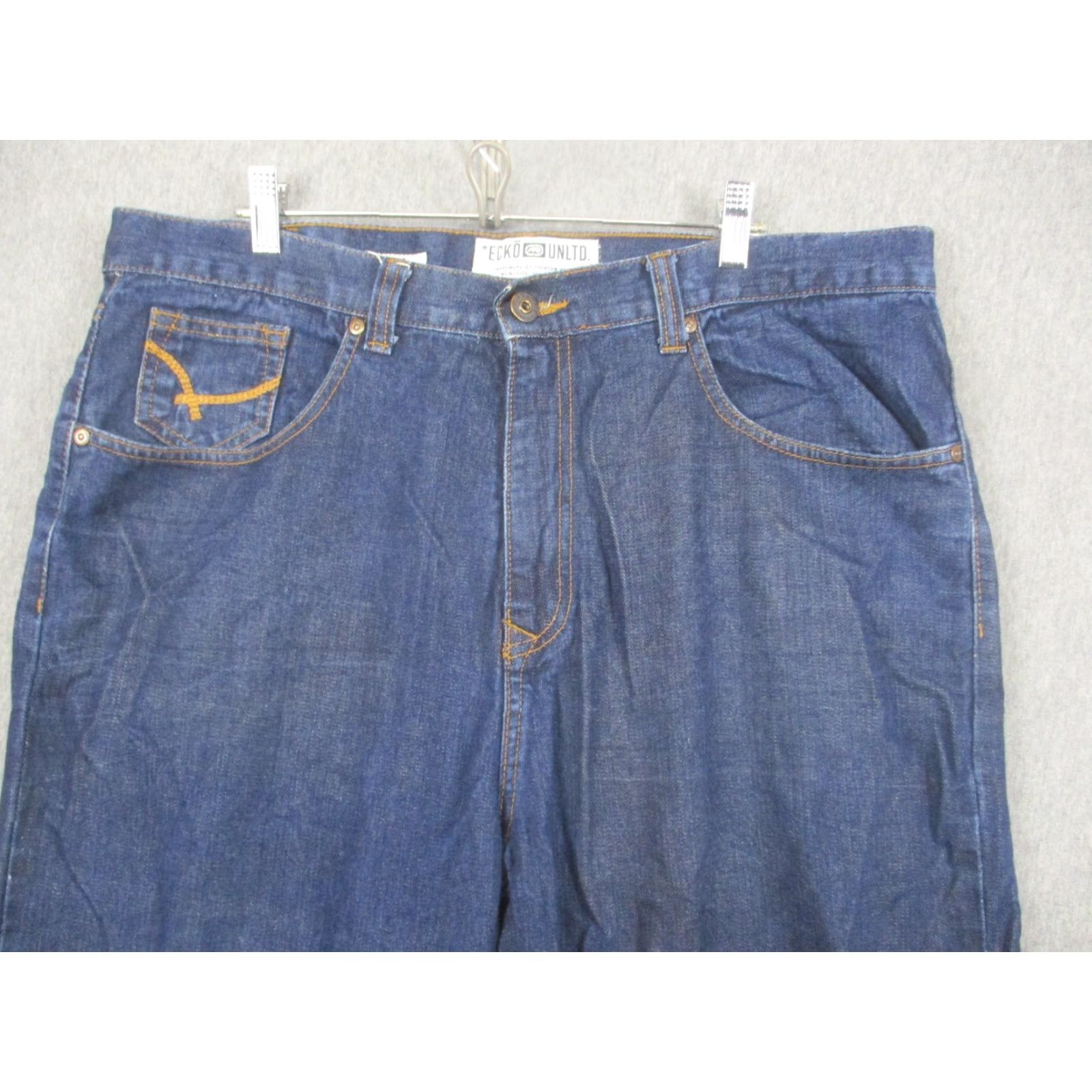 Ecko Unltd. VINTAGE Ecko Unltd Jeans Mens 38x34 Blue Denim Relaxed Fit Straight Leg Jeans Mens 38/34 Dark Blue Denim with Contrast Stitching Size US 38 / EU 54 - 2 Thumbnail
