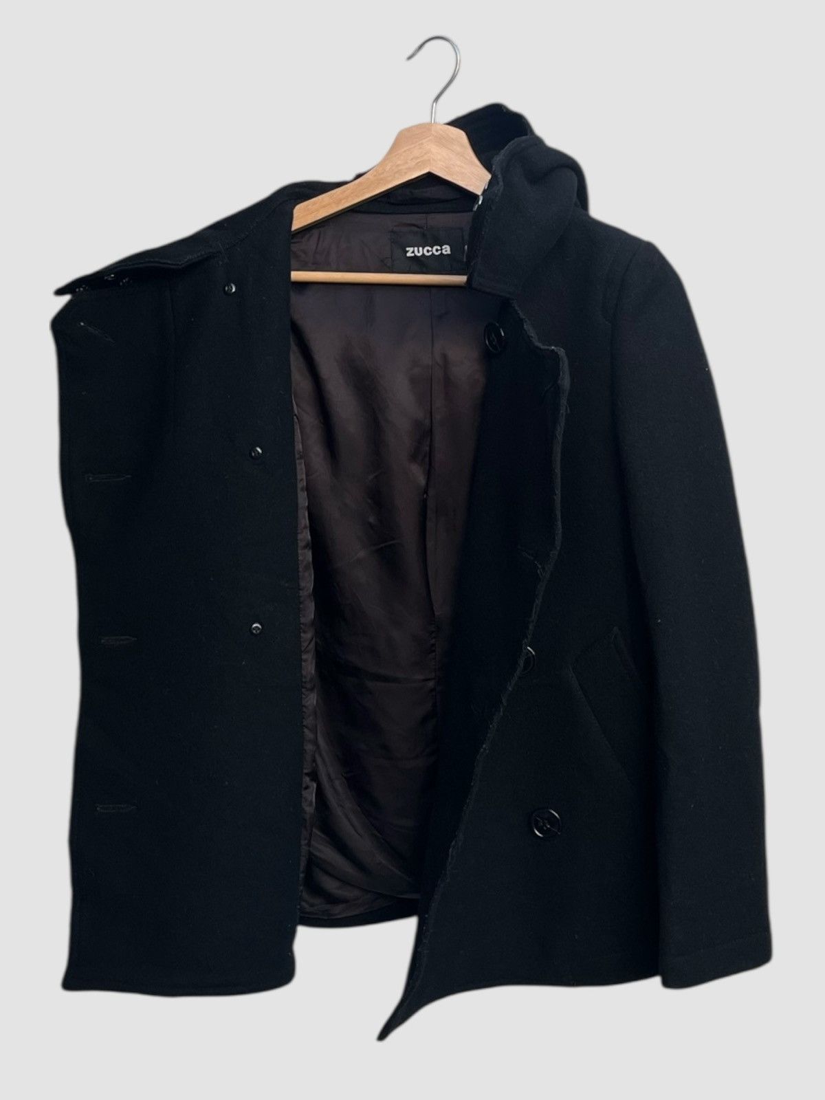 Zucca Zucca Double Breasted Wool Blend Hooded Jacket Size S / US 4 / IT 40 - 6 Thumbnail