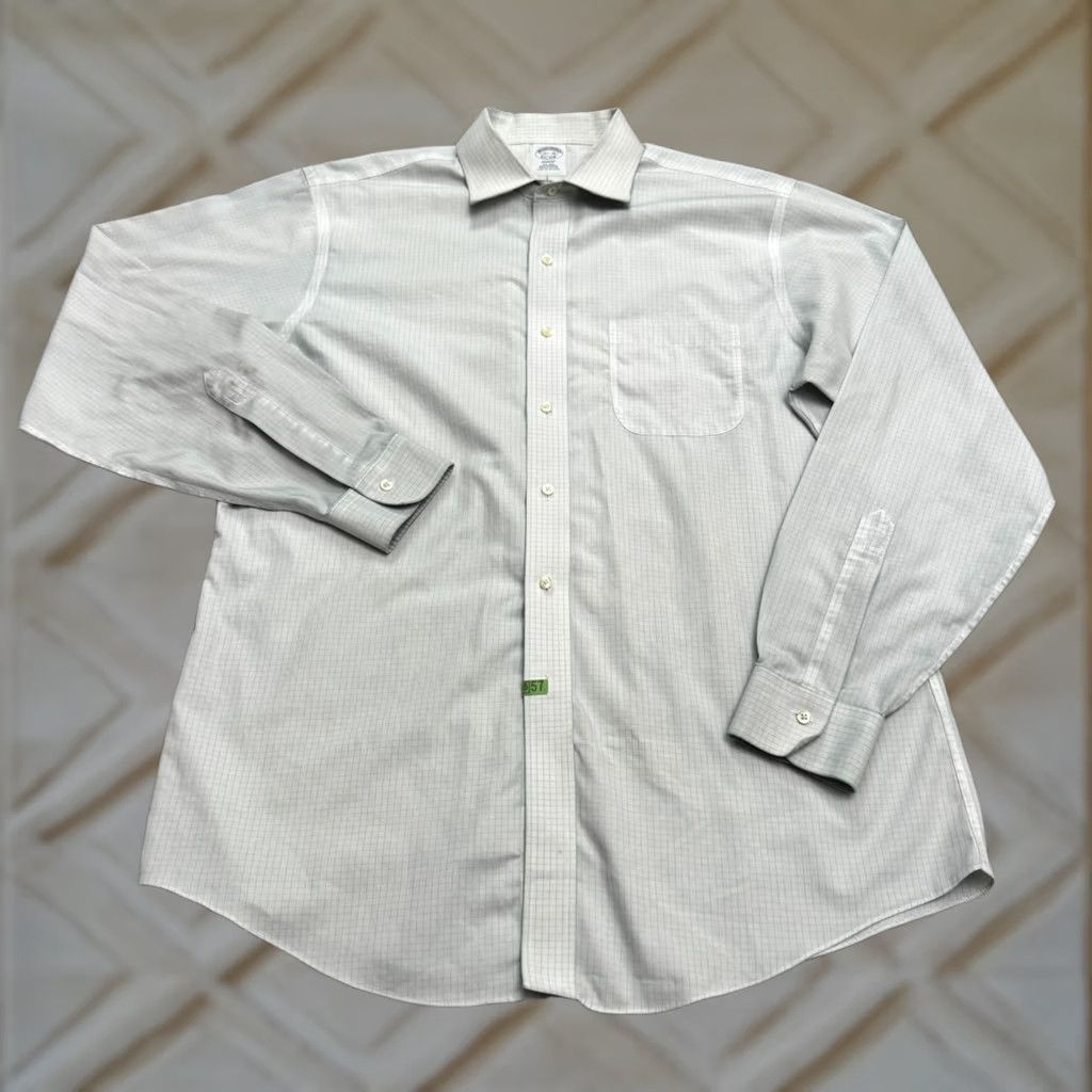 Brooks Brothers Brooks Brothers Dress Shirt Mens 16.5/36 Blue White Check Cotton Non-Iron Regular Size 46R - 1 Thumbnail