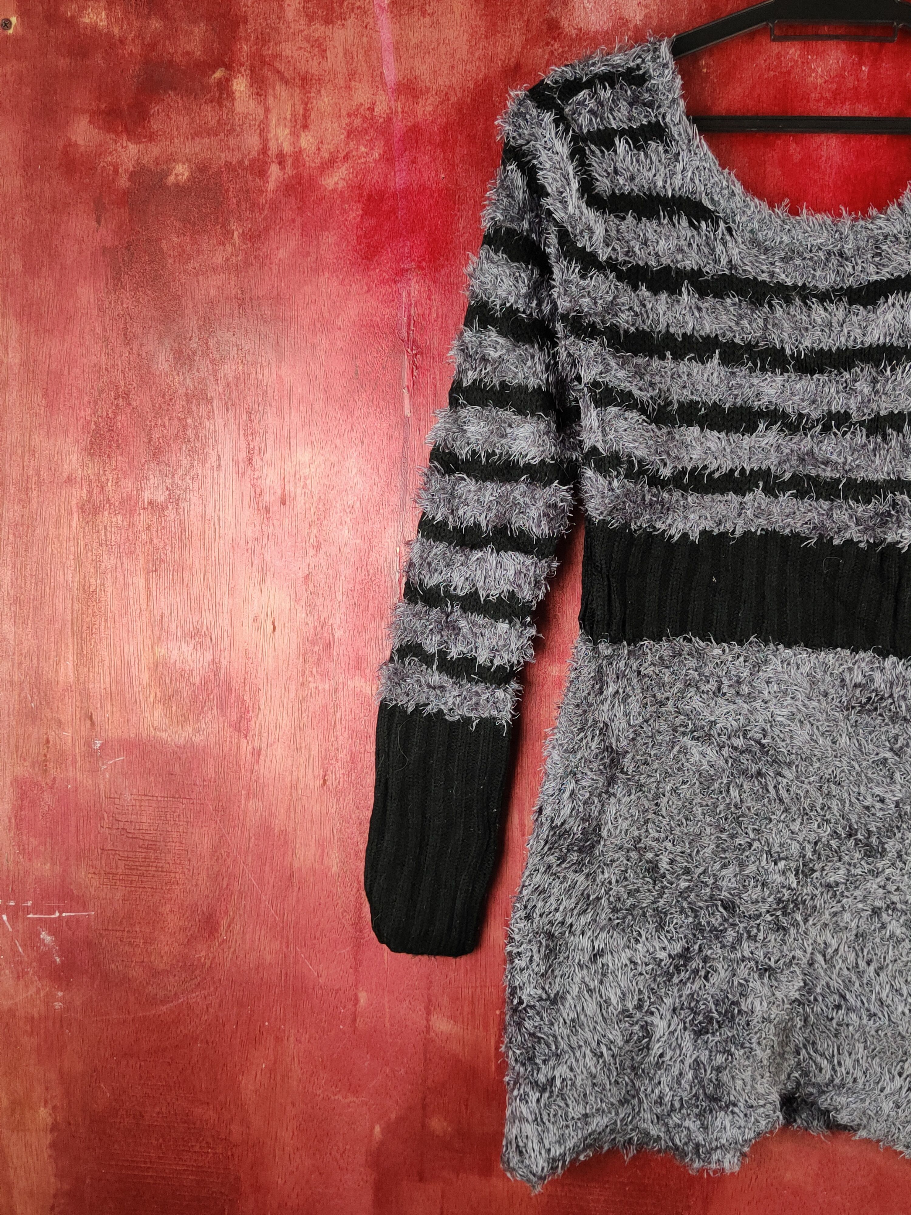 Homespun Knitwear × Japanese Brand × Vintage Edge Line Dark Gray Shag Shaggy Fur Mohair Knitwear #S1976 Size XS / US 0-2 / IT 36-38 - 8 Thumbnail
