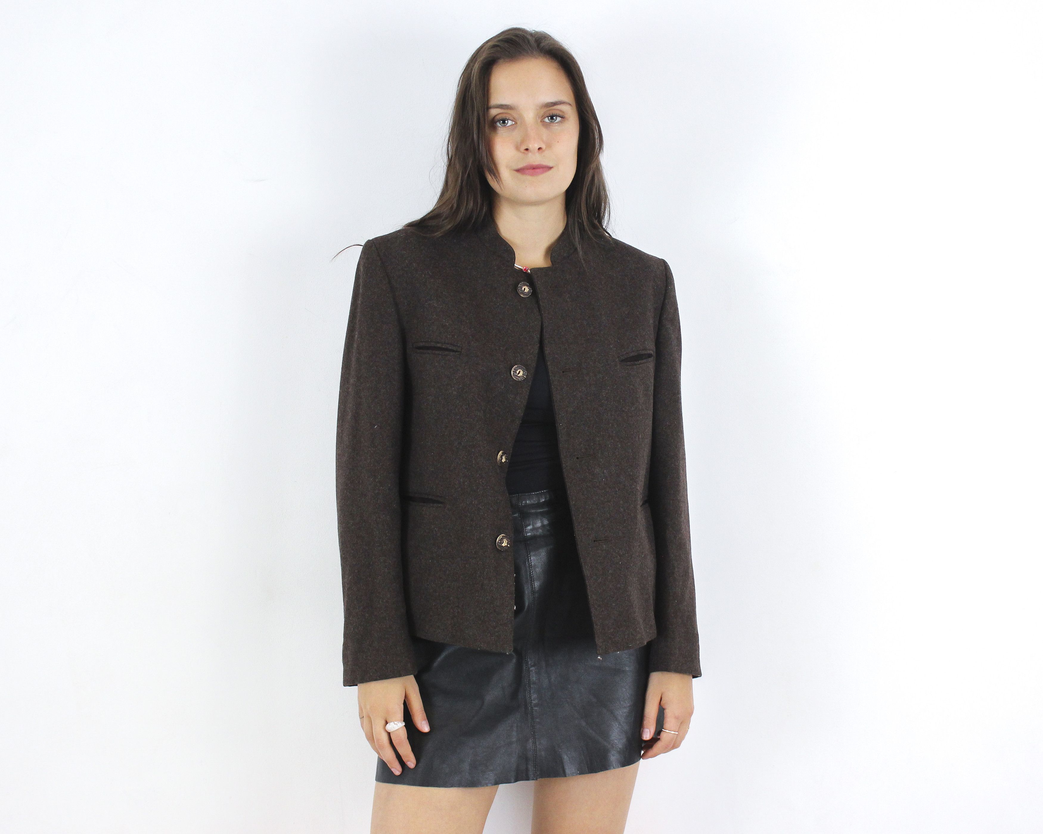 Other × Vintage Women S M Wool Trachten Blazer Jacket Coat Button Up Jager Size S / US 4 / IT 40 - 1 Thumbnail