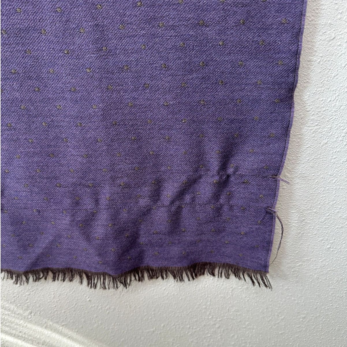 Other Italian Scarf Purple Brown Polka Dot Wool Silk ~70” Size ONE SIZE - 8 Thumbnail