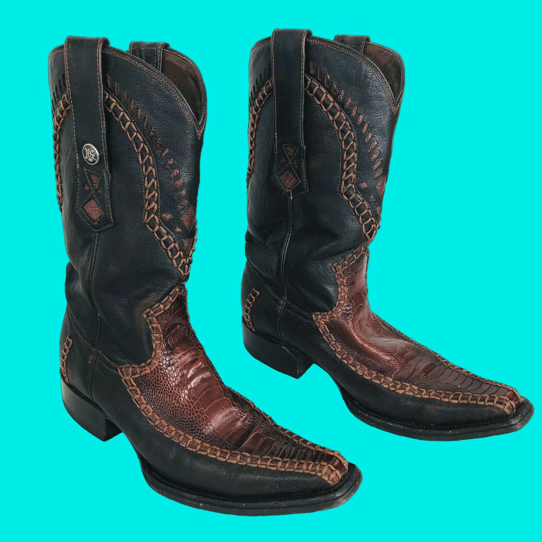 Vintage Lucchese RANCHO SEMENTAL Western Boot Mens US8 Exotic Brown Cowboy Boots Size US 8 / EU 41 - 1 Thumbnail