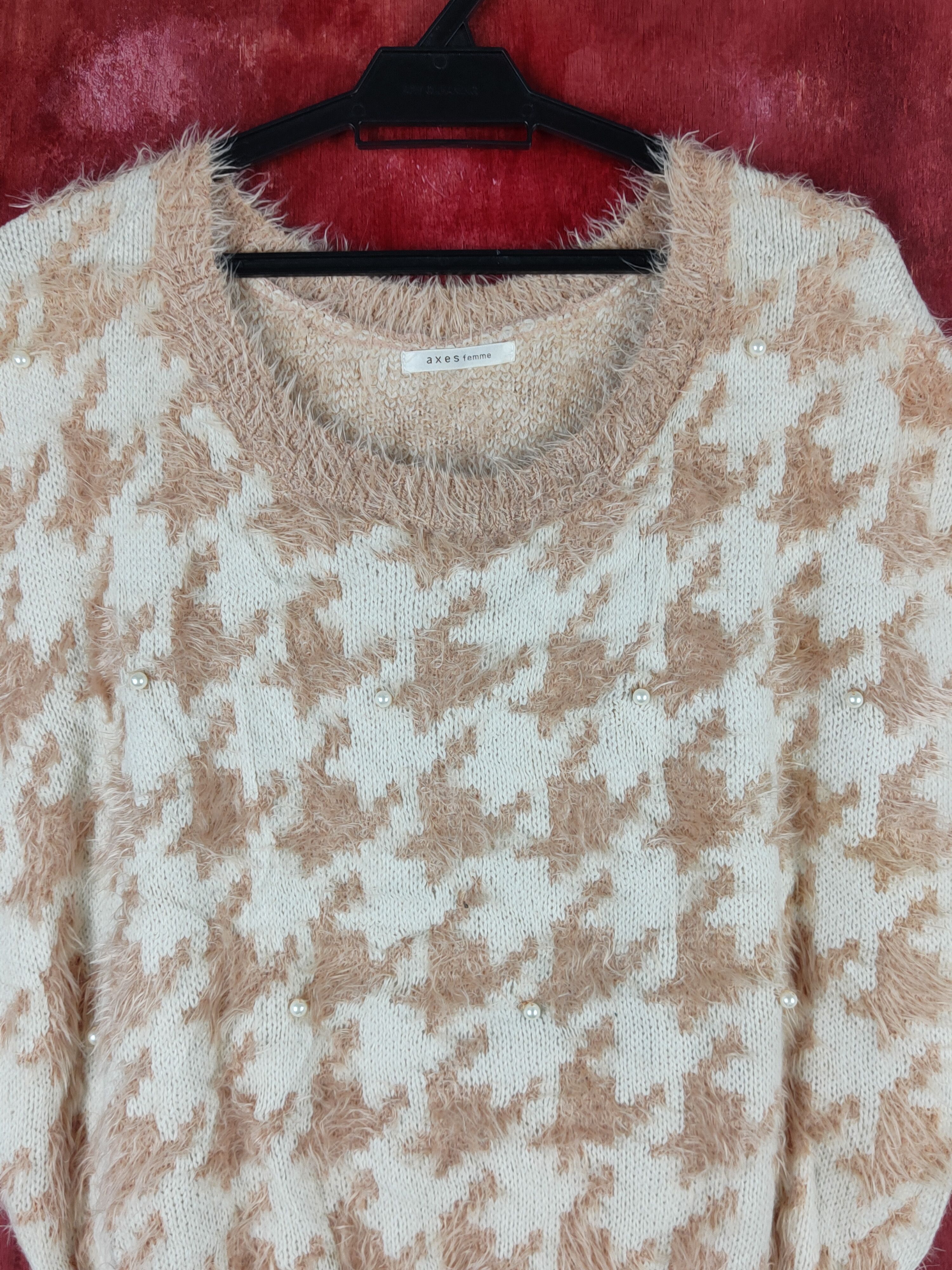 Aran Isles Knitwear Axes Femme Brown Shag Shaggy Fur Mohair Knitwear #S1939 Size M / US 6-8 / IT 42-44 - 2 Thumbnail
