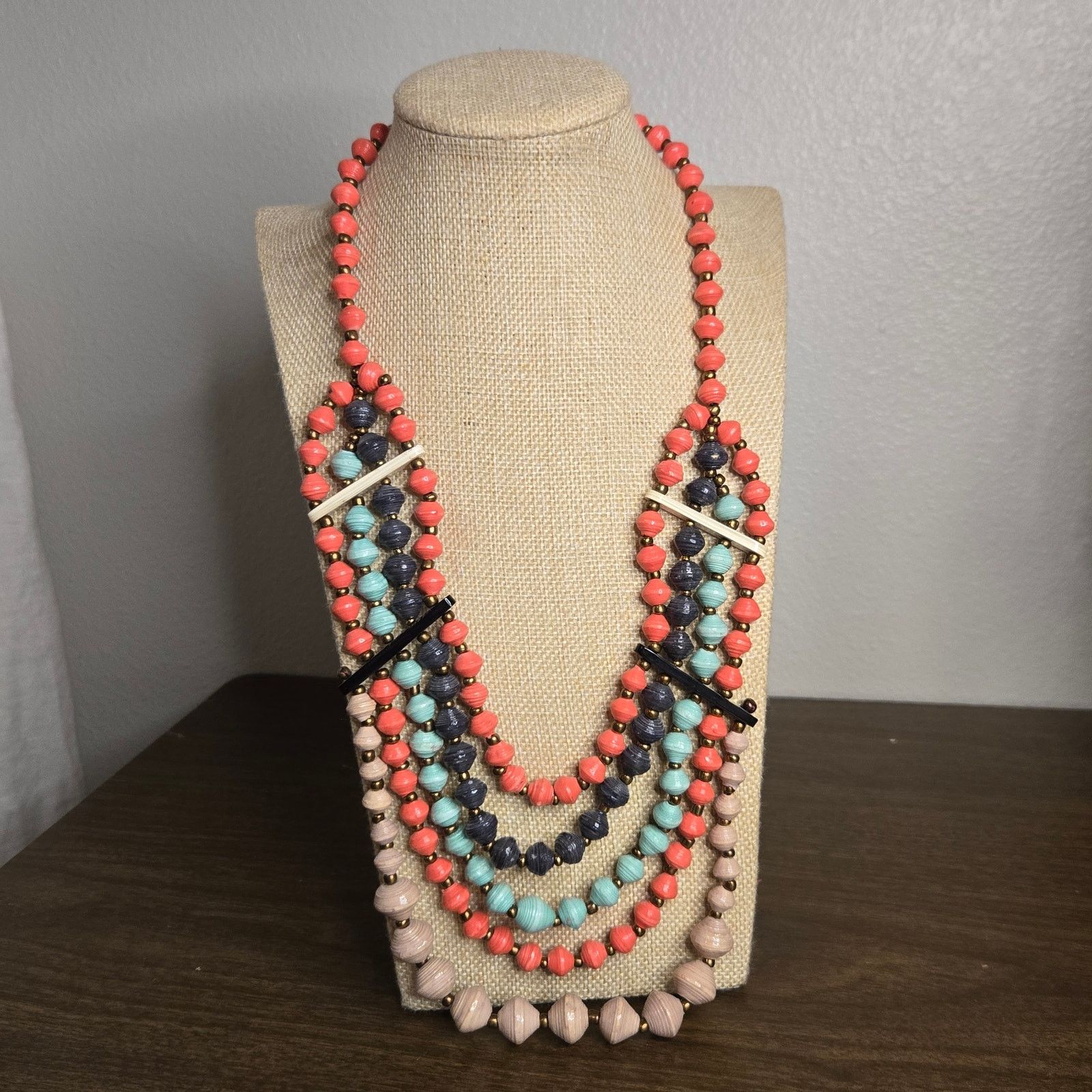 Uniqlo Multi-Strand Statement Necklace - Colorful Boho Jewelry Size ONE SIZE - 9 Thumbnail