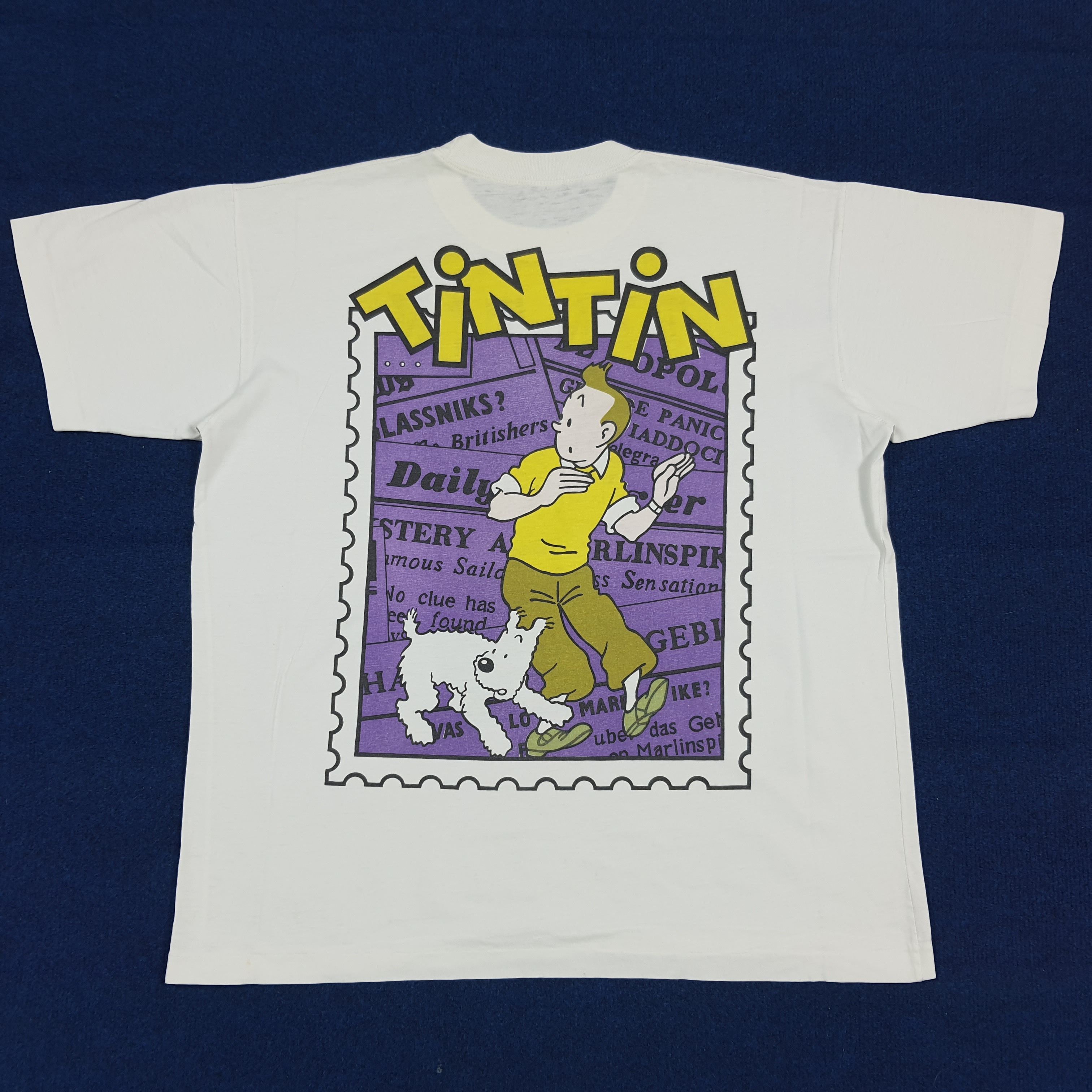 Vintage Vintage 90s Tintin Double Print Single Stitch Tshirt C294N75 Size US XL / EU 56 / 4 - 4 Thumbnail