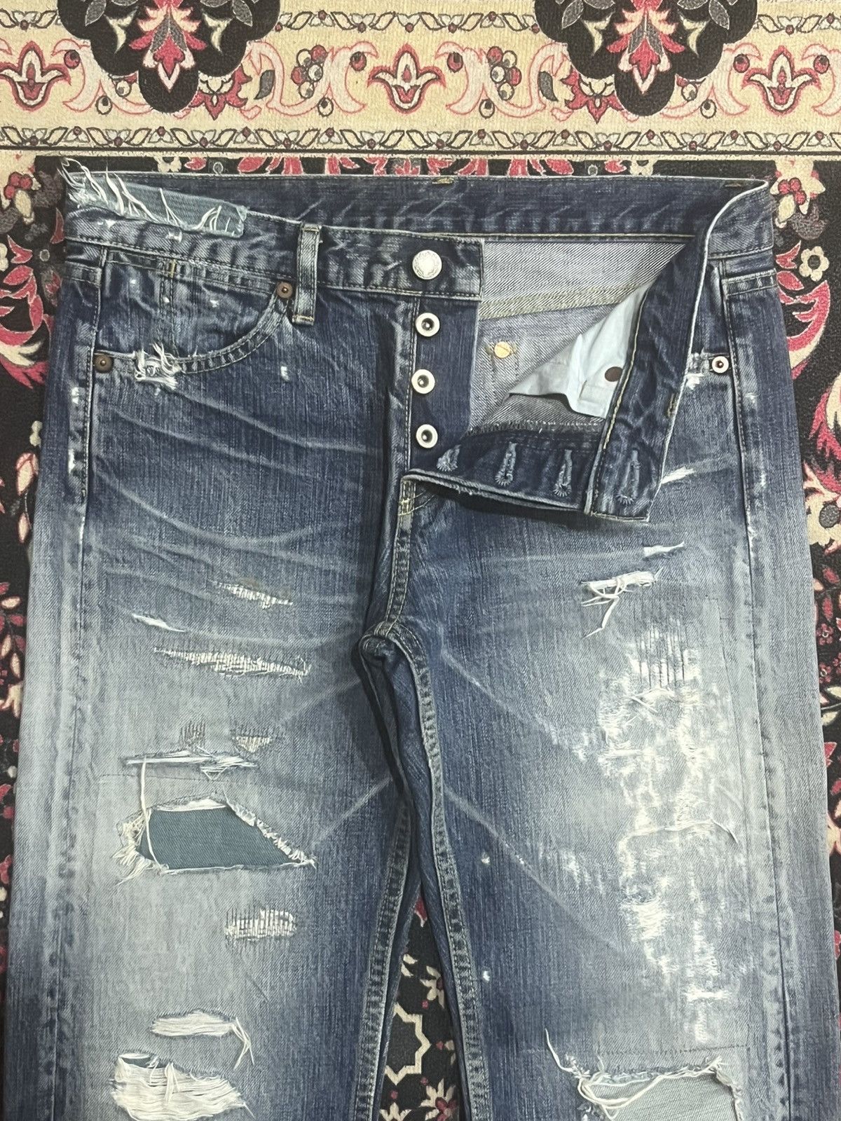 Undercover Vintage Japan Macphee Grunge Sashiko Destroy Blue Jeans Size US 30 / EU 46 - 5 Thumbnail