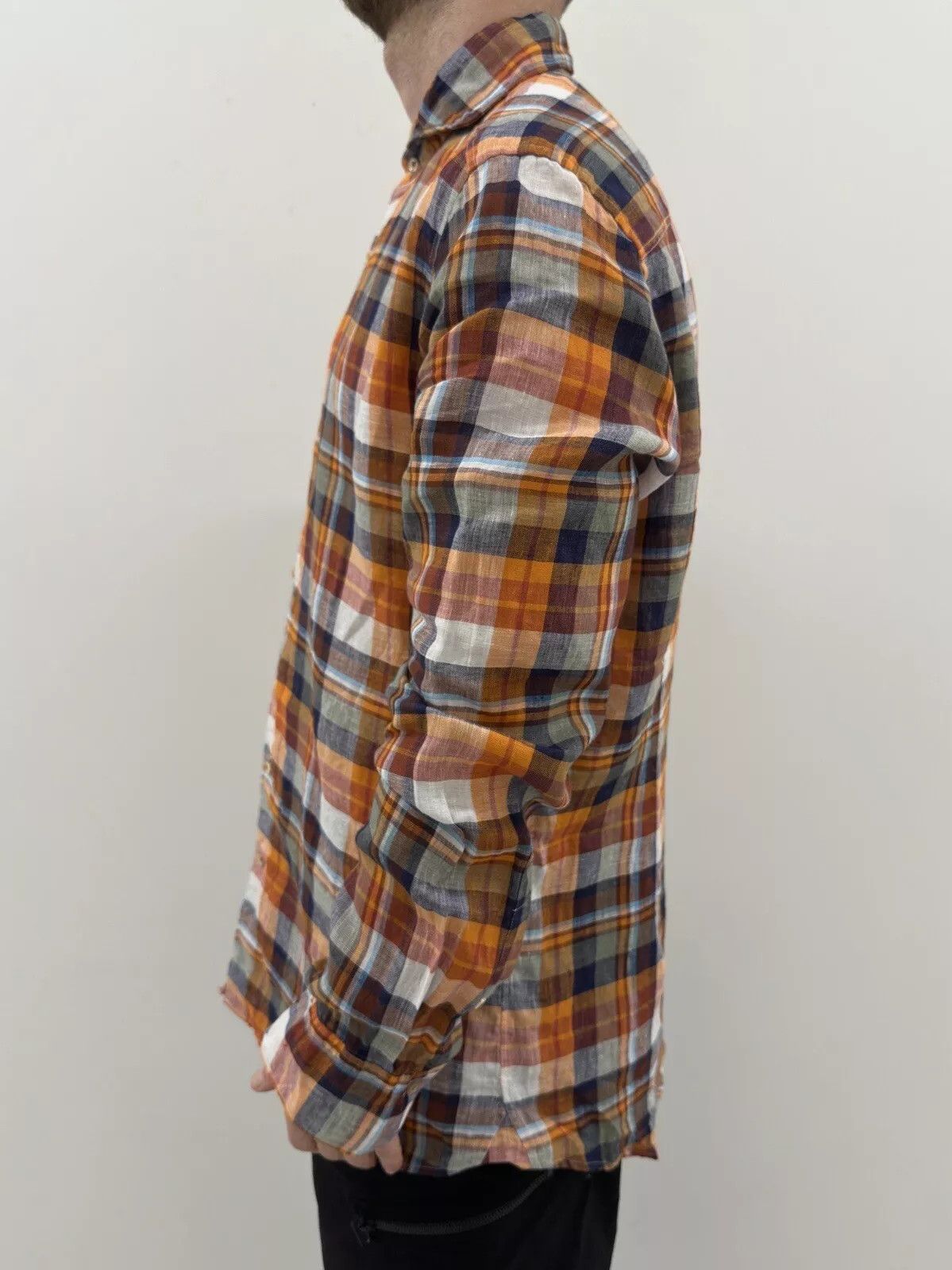 Strenstroms Stenströms Stenstroms Linen Plaid Checked Shirt Mens Buttons Size US L / EU 52-54 / 3 - 4 Thumbnail