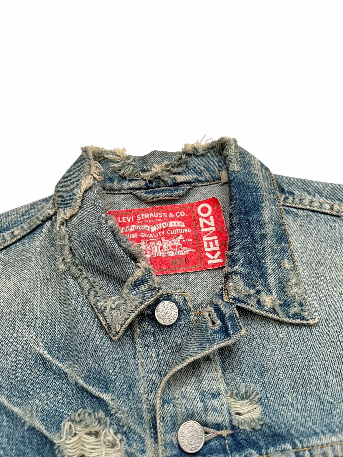 Kenzo × Levi's Kenzo Type II 2 Distressed Destroyed Denim Jacket Size US M / EU 48-50 / 2 - 8 Thumbnail