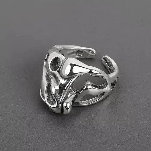 Ring Of Fire Abstract Ring Bubbles Silver Modern Punk Art Psychedelic Size ONE SIZE - 1 Thumbnail