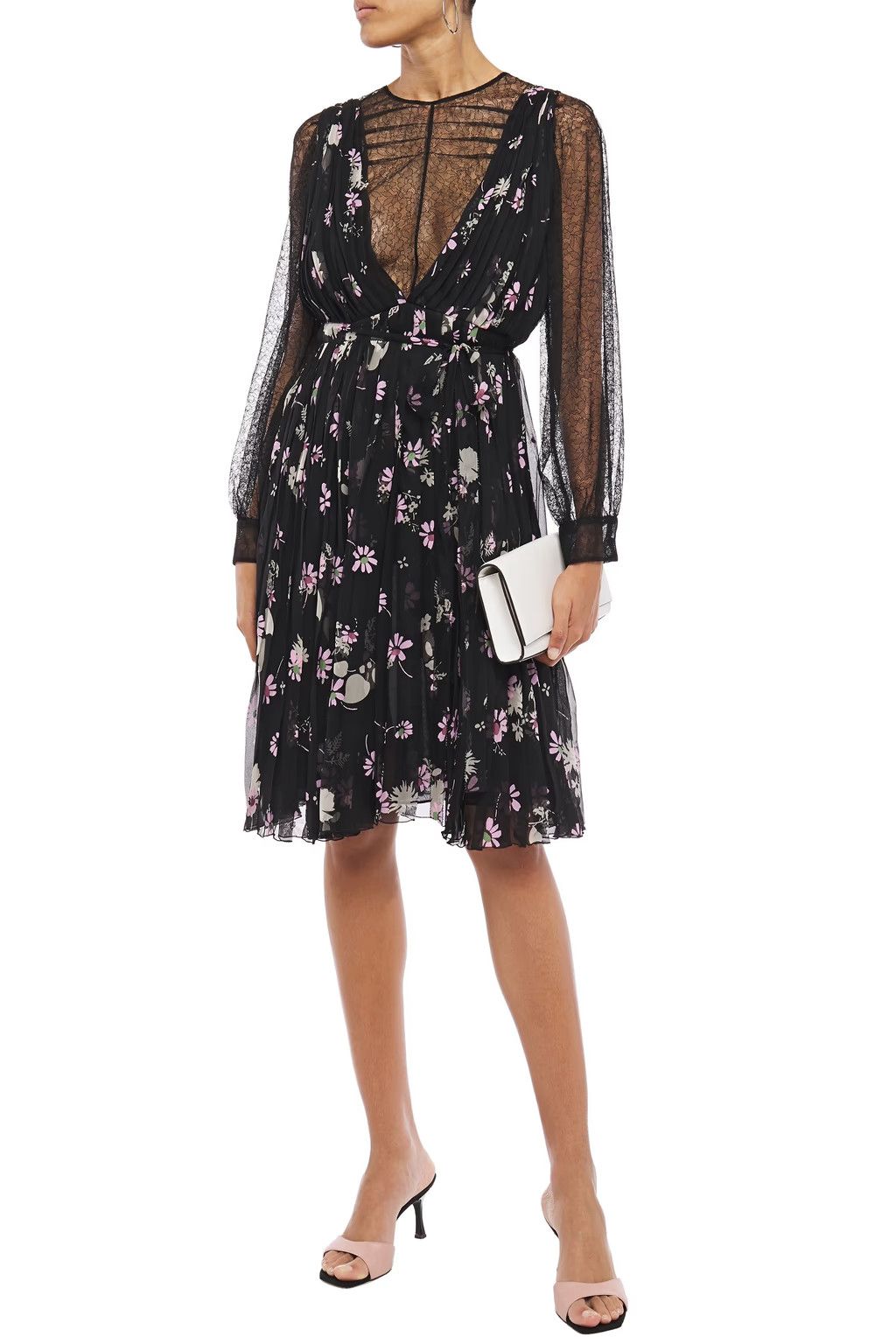 Valentino o1y0226 Floral-Print Midi Dress in Black Size XS / US 0-2 / IT 36-38 - 2 Thumbnail