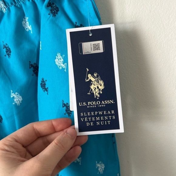U.S. Polo Assn. U.S Polo Assn Blue Plaid Elastic Drawstring Pyjama Pants Size US 33 - 4 Thumbnail