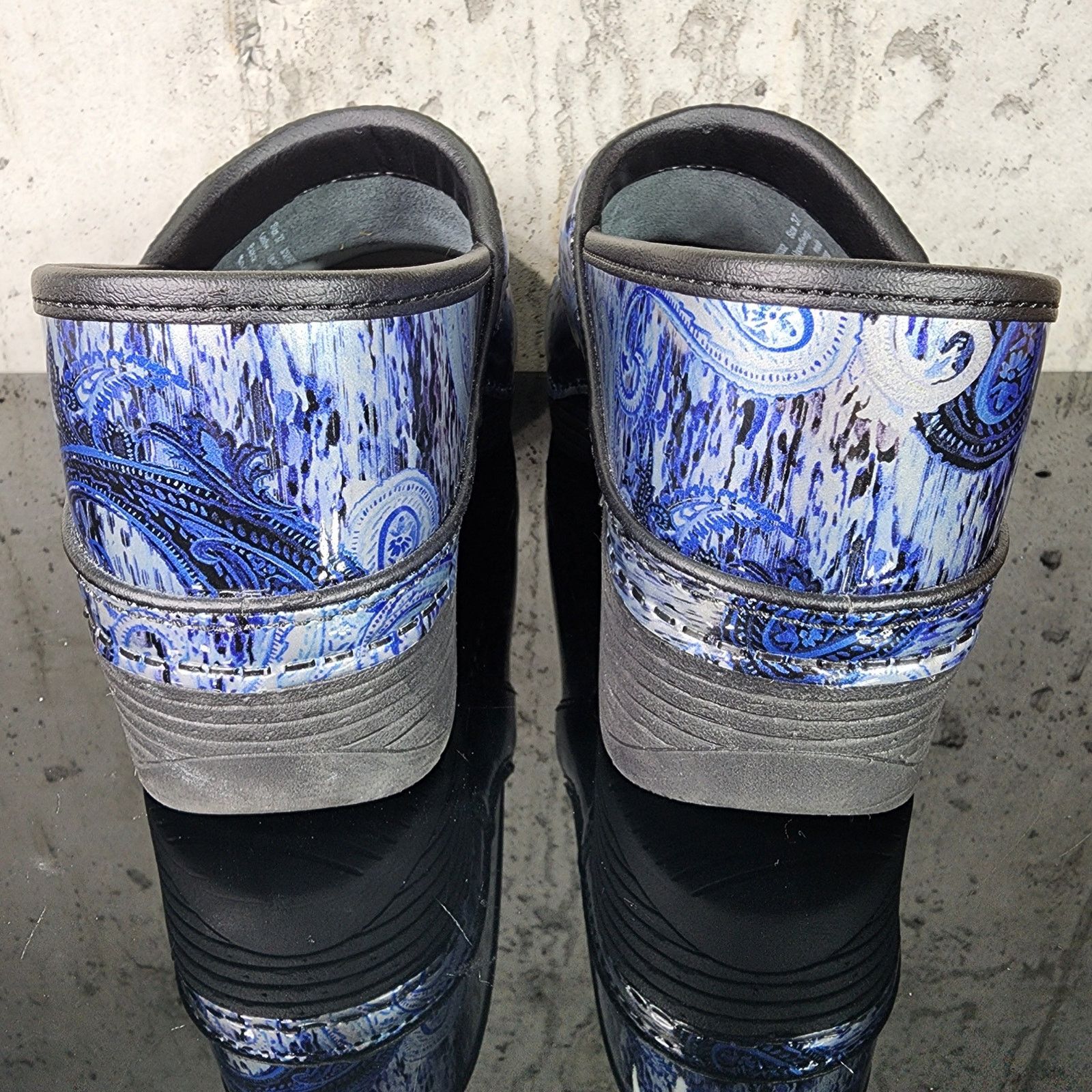 Dansko MSRP $140 Dansko Pro LT Patent Leather Blue Silver Paisley Size US 7 / IT 37 - 4 Thumbnail