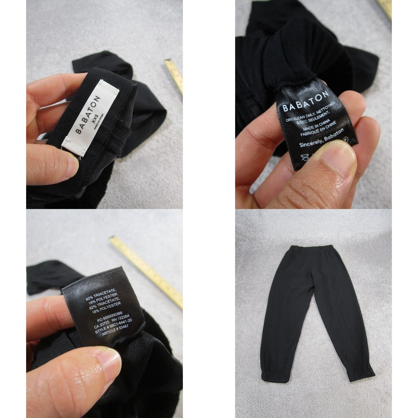 Vintage Babaton Joggers Womens XXS Black Crepe Size 24" / US 00 / IT 34 - 8 Thumbnail