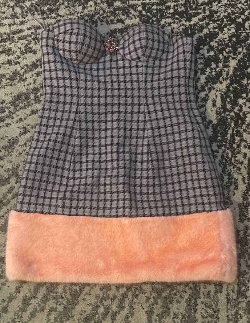 Area AREA Faux Fur Trim Strapless Mini Dress size US 8 Size M / US 6-8 / IT 42-44 - 5 Thumbnail