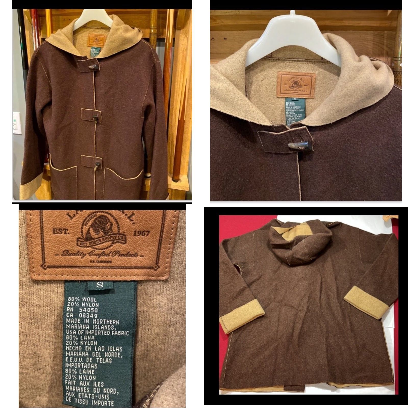 Ralph Lauren VINTAGE Ralph Lauren Coat Jacket Wool Brown Hooded Button 90s Womens S Brown Wool Parka Coat - Ralph Lauren - USA - Medium? Size S / US 4 / IT 40 - 8 Thumbnail
