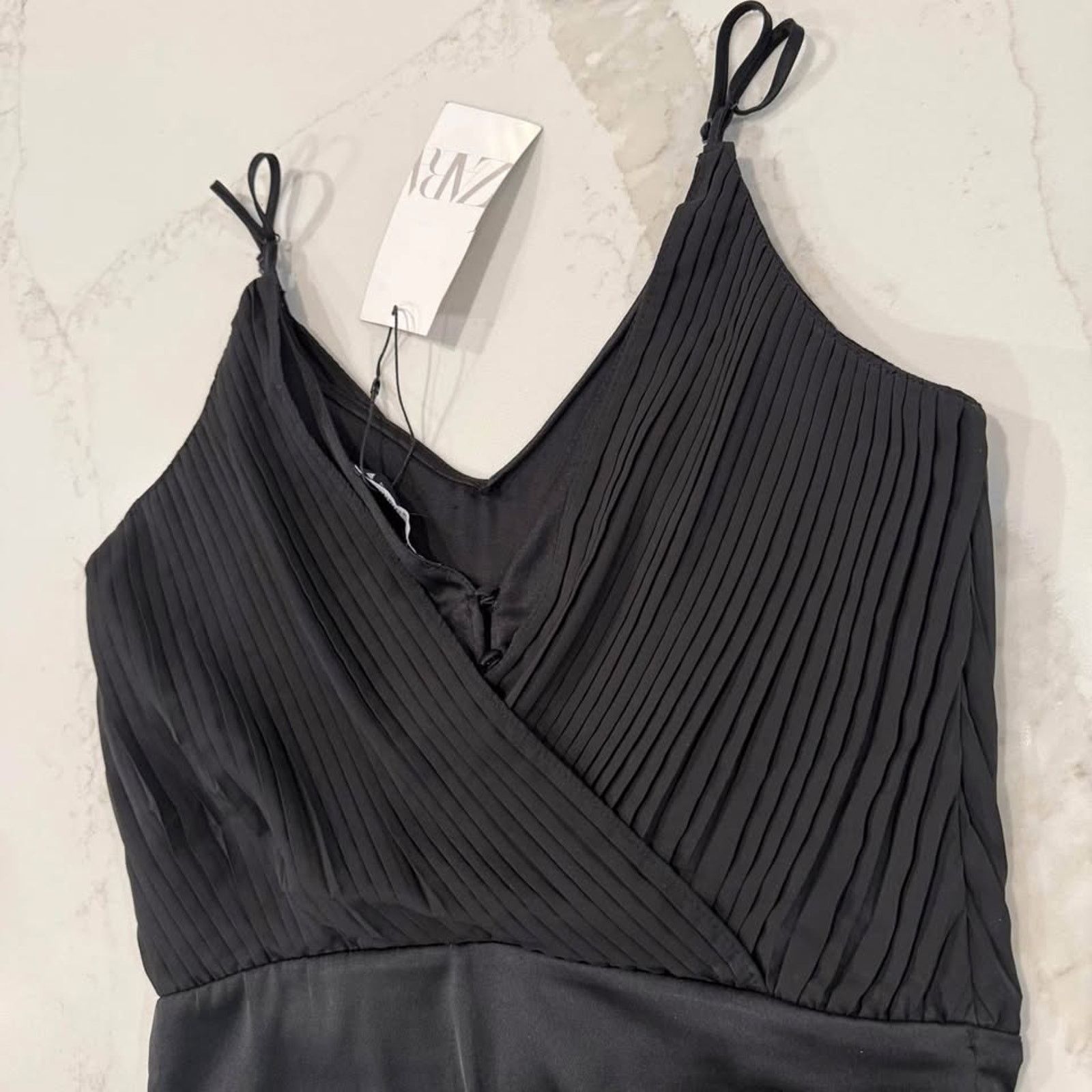 Zara Zara NWT Pleated Draped Plunge Bodysuit Womens XS Black Size XS / US 0-2 / IT 36-38 - 10 Thumbnail