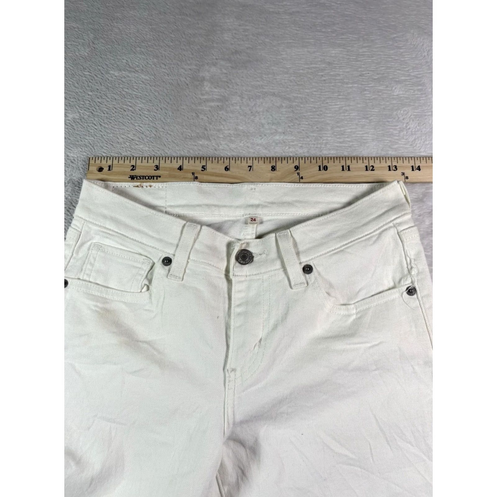 Levi's Levi's 501 Jeans Women's Mid Rise Distressed White Denim 24 Regular Tapered Size 42" / US 20 - 7 Thumbnail