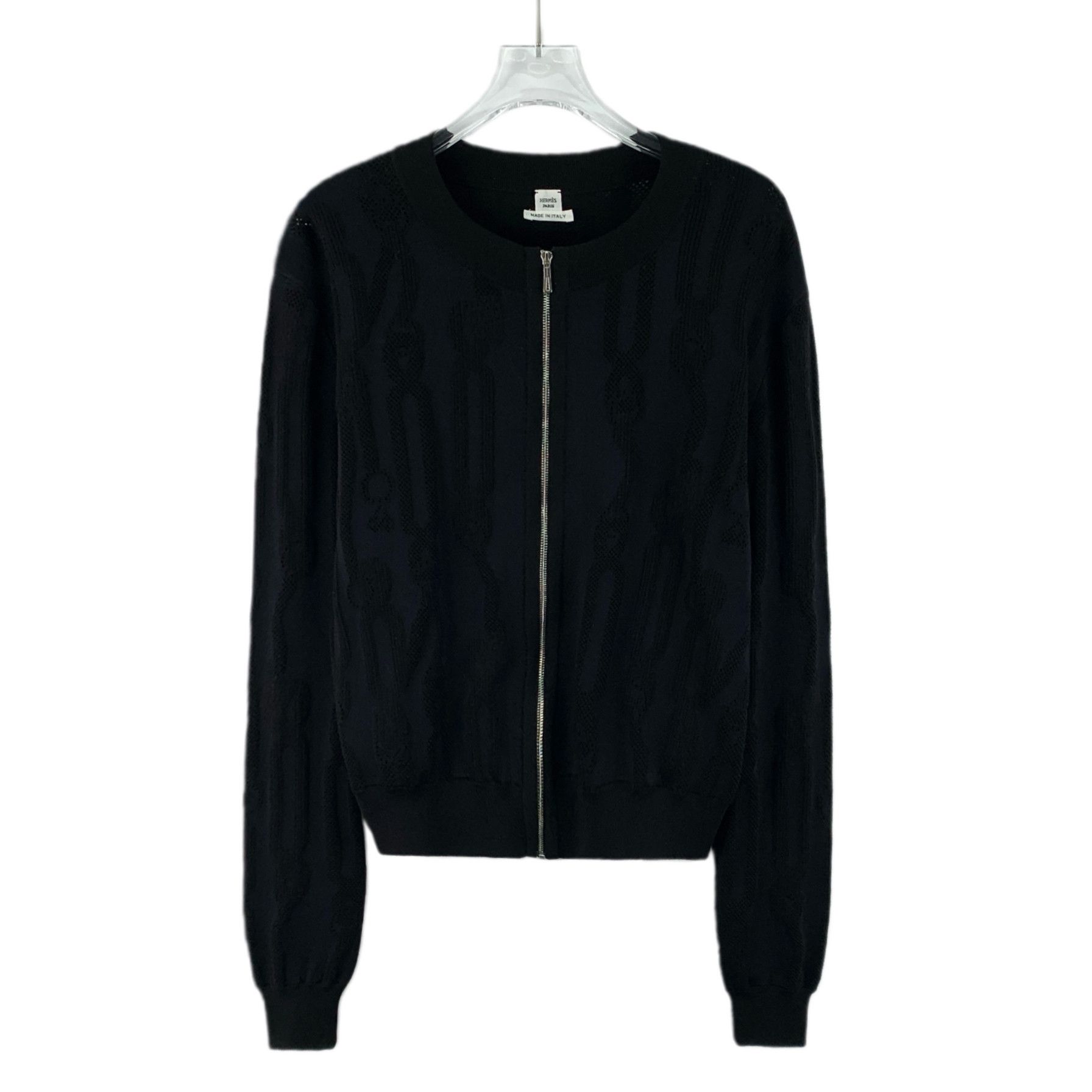 Hermes Hermes Navy Jacquard Zip Knit Jacket (Size 40) Size US XXS / EU 40 - 1 Thumbnail