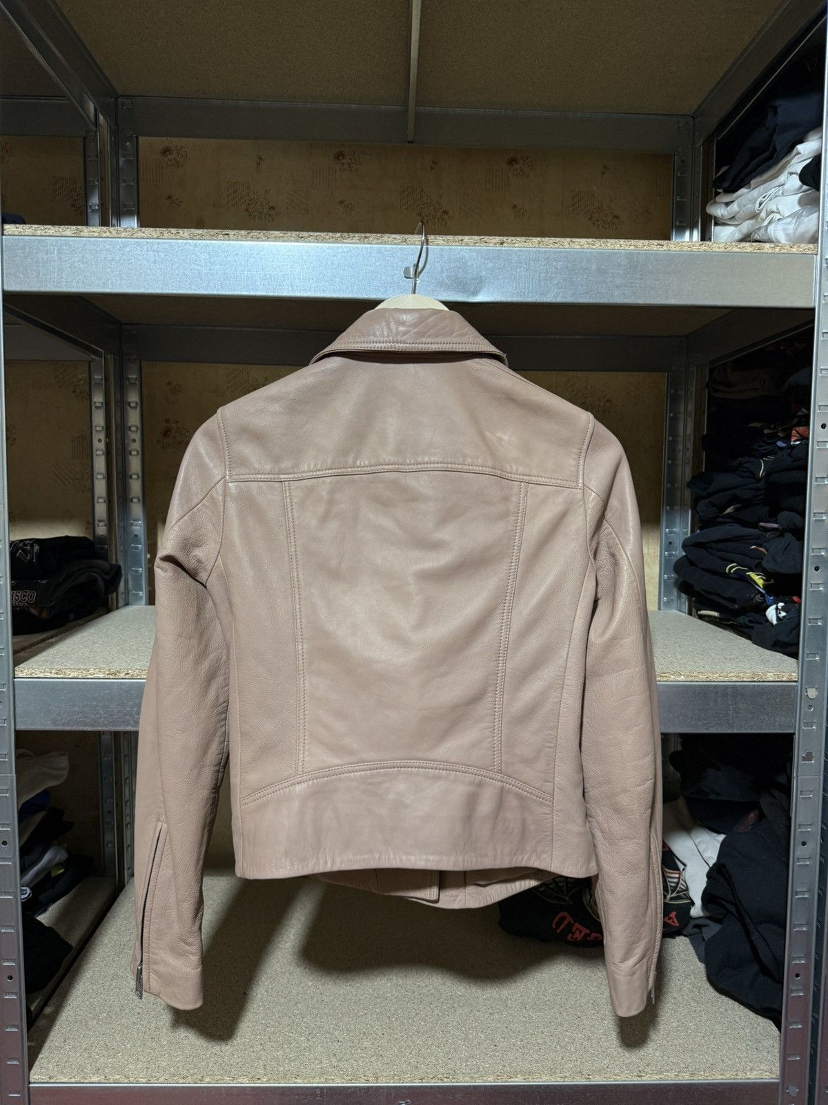 Allsaints × Designer ALL SAINTS DALBY BIKER LAMB BEIGE LEATHER FULL ZIPPER JACKET Size M / US 6-8 / IT 42-44 - 2 Thumbnail