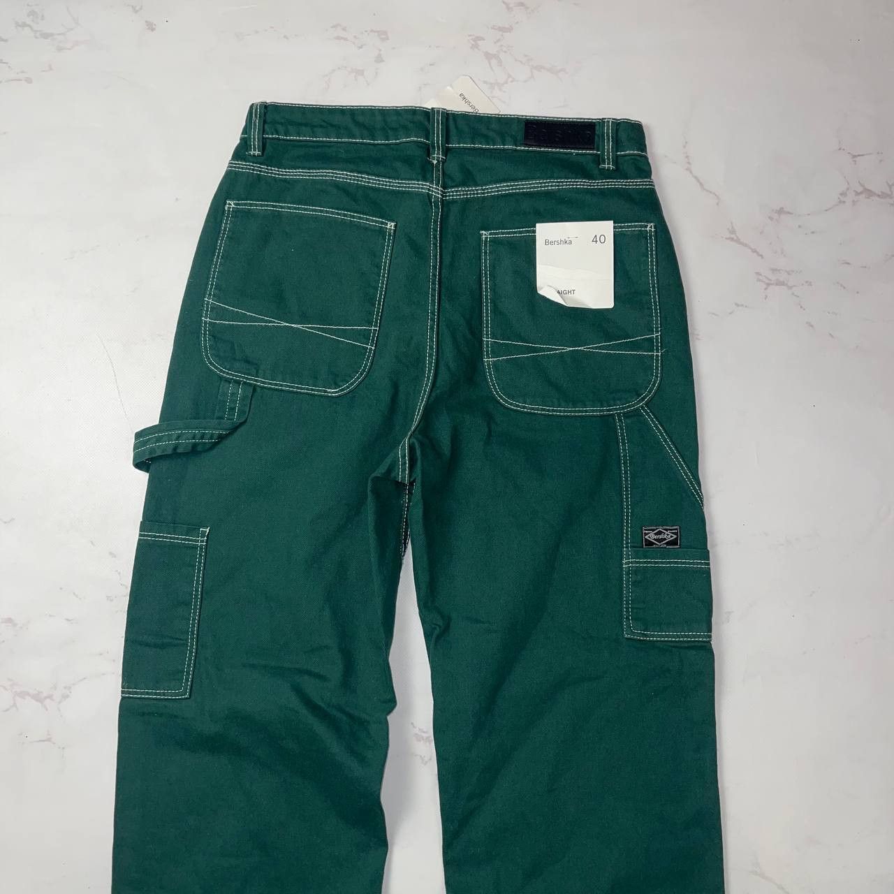 Vintage Bershka straight dark green cargo jeans Work style Carhartt Size US 40 / EU 56 - 11 Thumbnail