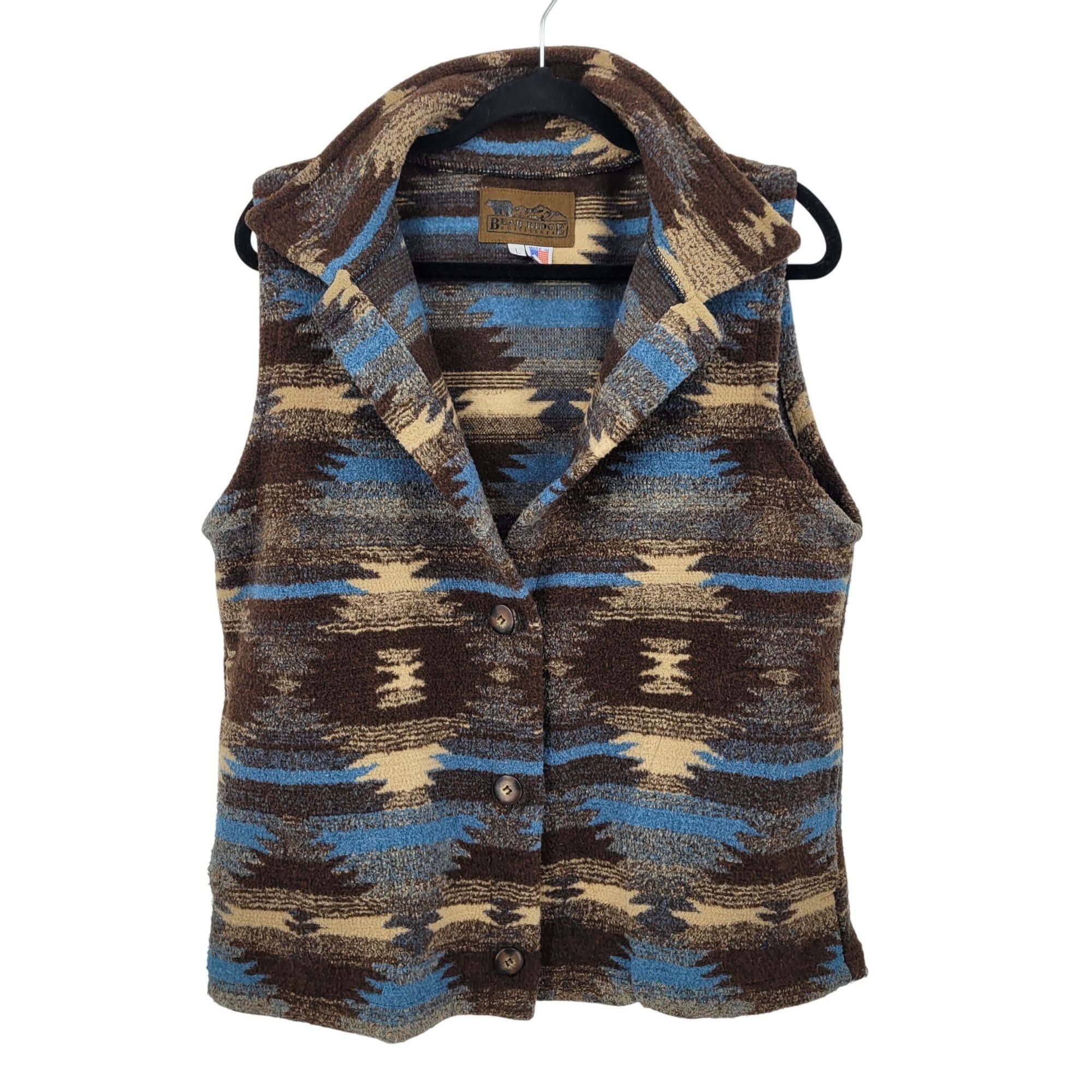 Vintage Vtg Bear Ridge Southwestern Teddy Bear Vest Sz L Brown Blue Size L / US 10 / IT 46 - 1 Thumbnail