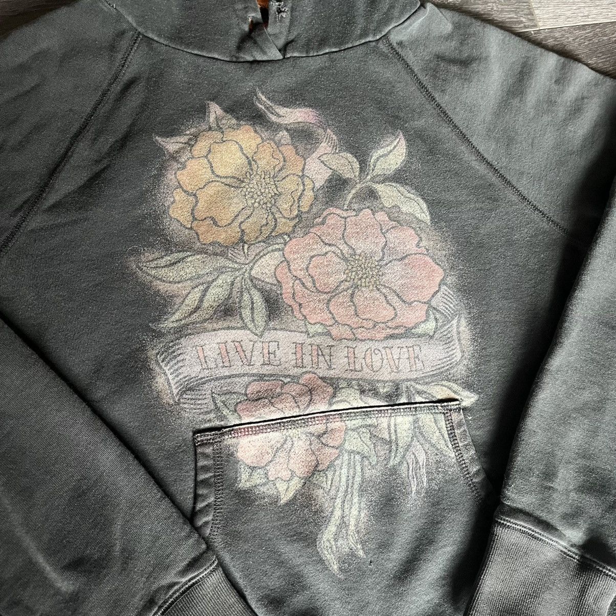 Lucky Brand Vintage 2000s Lucky Brand Live in Love Rose Graphic Hoodie Size M / US 6-8 / IT 42-44 - 2 Thumbnail