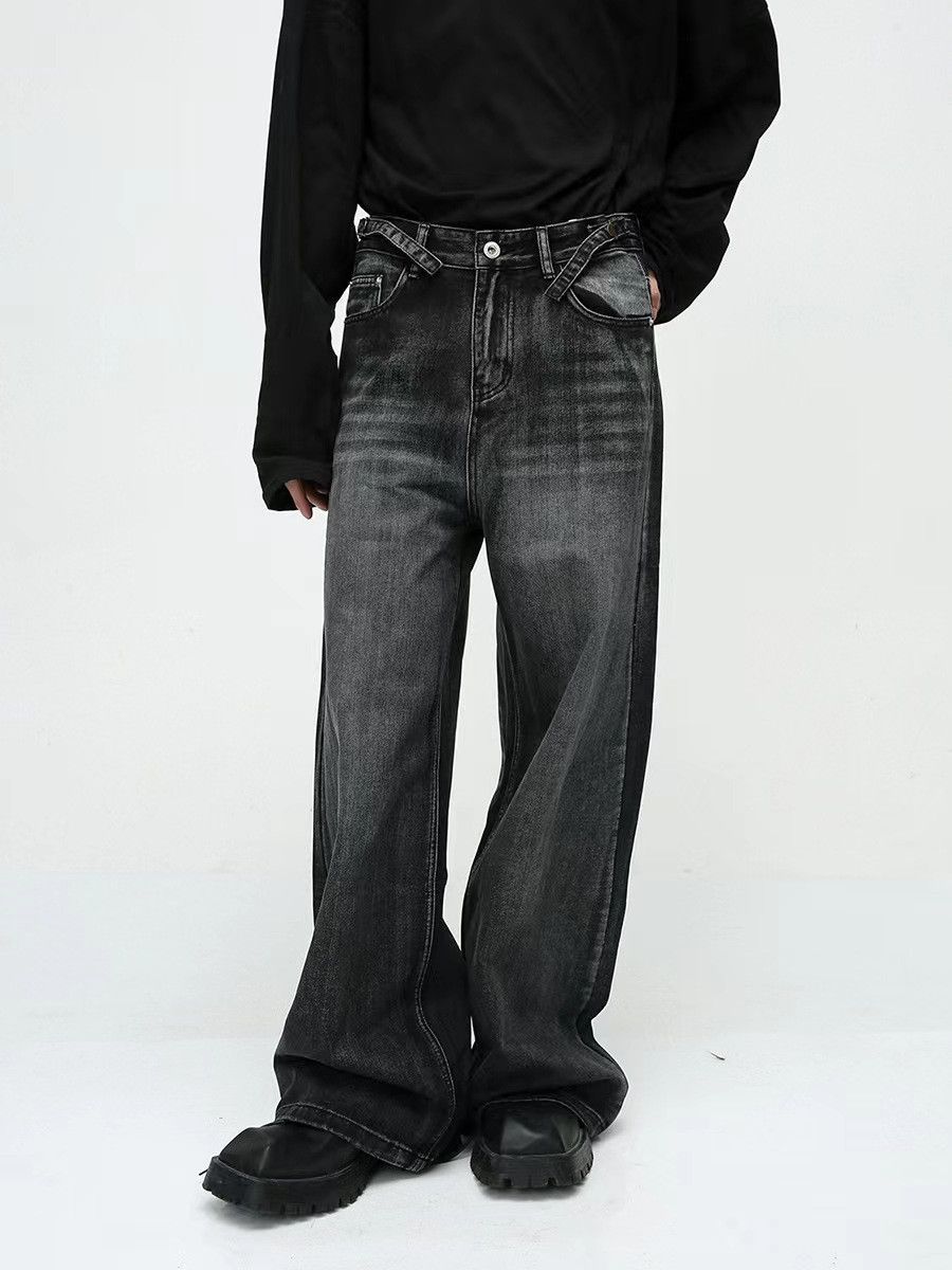 Japanese Brand × Jean Vintage washed black grunge straight leg jeans Size US 34 / EU 50 - 5 Thumbnail