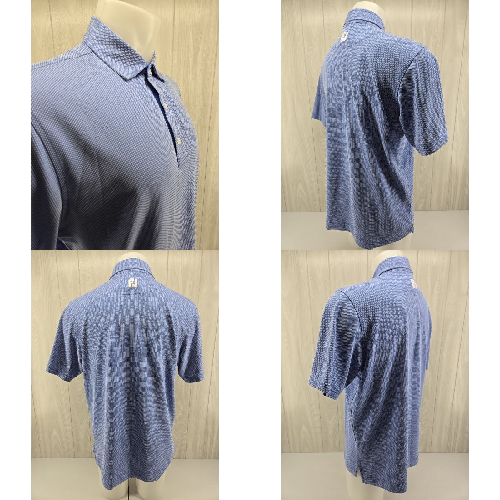 Footjoy FootJoy Polo Shirt Geometric Print Blue Polo Short Sleeve Regular Mens M Blue Geometric Print Sports Golf Tennis Walking Shirt Size US M / EU 48-50 / 2 - 8 Thumbnail