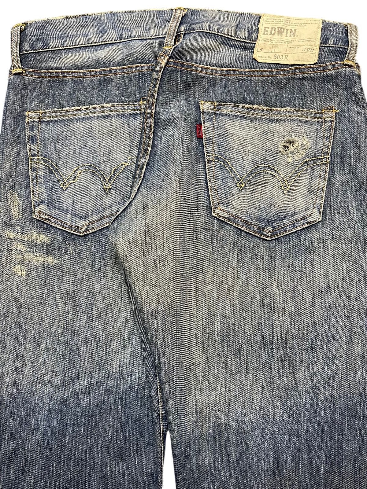 Edwin Vintage Japan Edwin 503 Faded Wash Distressed Loose Jeans Size US 33 - 6 Thumbnail
