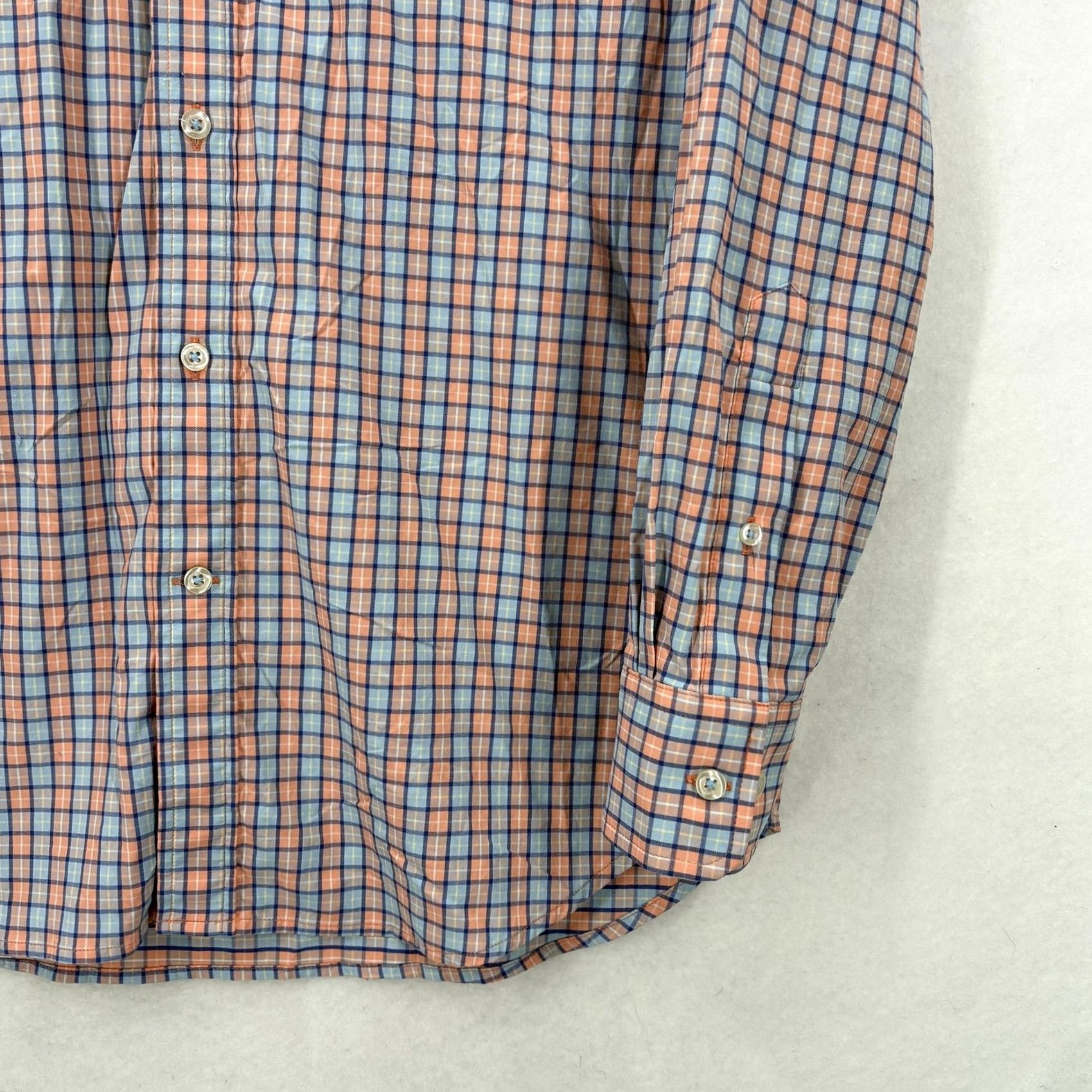 Southern Tide Southern Tide Shirt Mens Small Orange Blue Plaid Performance Stretch Button Down Shirt Size US S / EU 44-46 / 1 - 3 Thumbnail