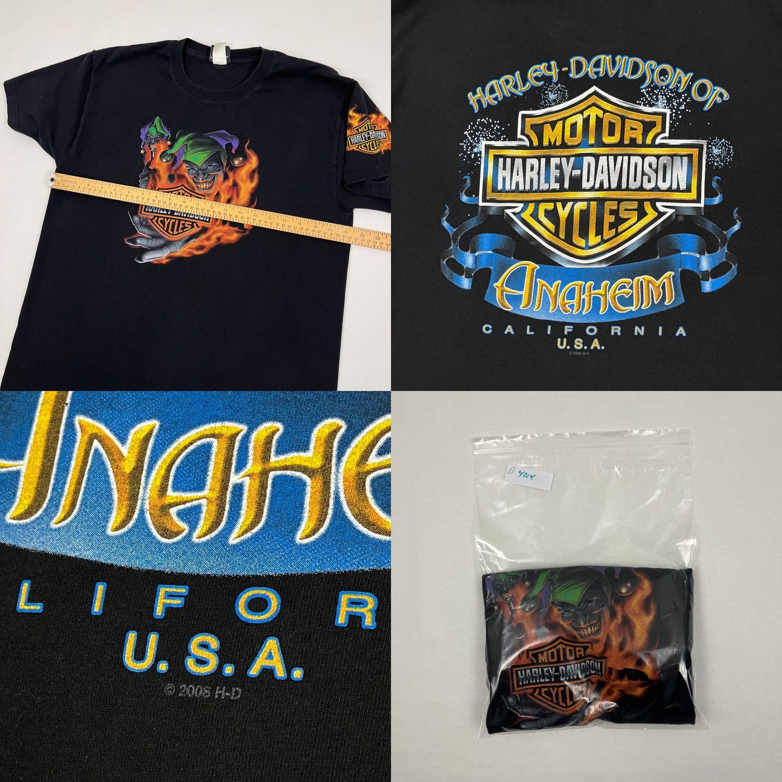 Harley Davidson Harley-Davidson Shirt Mens Large Black Jester Joker Flames Graphic 2006 Y2K Shirt Size US L / EU 52-54 / 3 - 8 Thumbnail