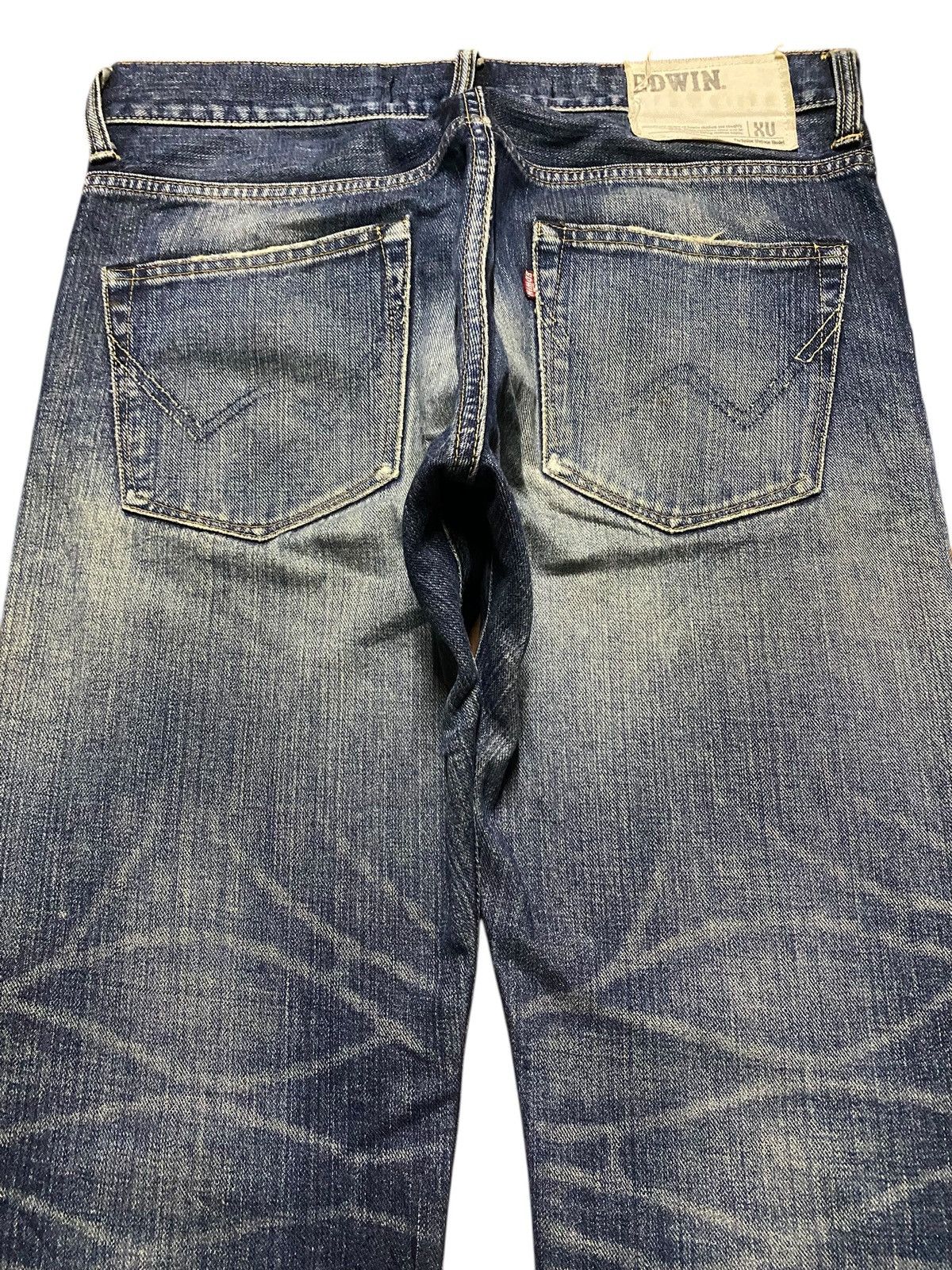 Japanese Brand Vintage Edwin 403 XV Mud Wash Distressed Loose Jeans Size US 34 / EU 50 - 4 Thumbnail
