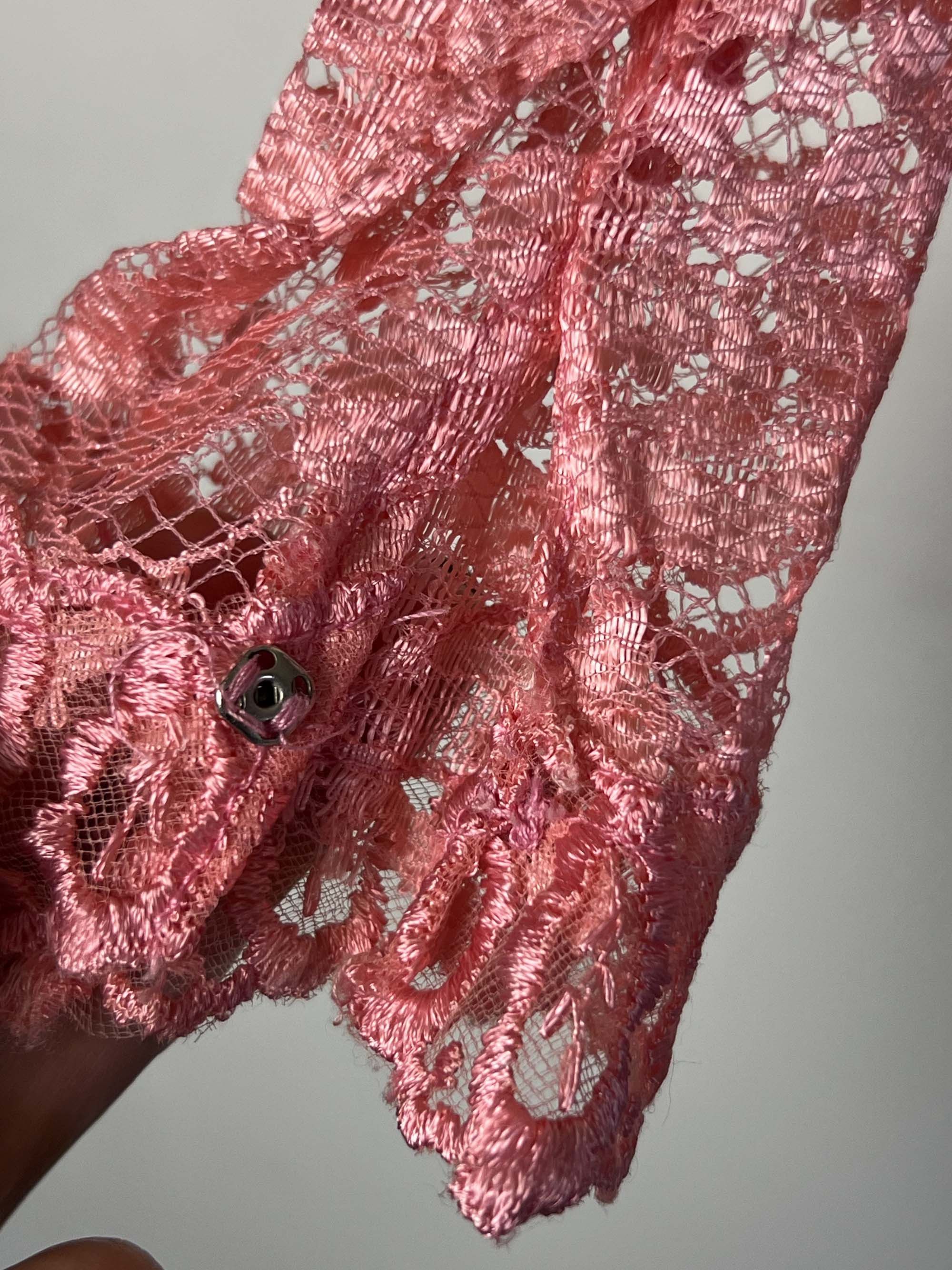 Vintage Vintage 1960's Edwardian Pink Lace Puffy Sleeve Blouse Size L / US 10 / IT 46 - 8 Thumbnail