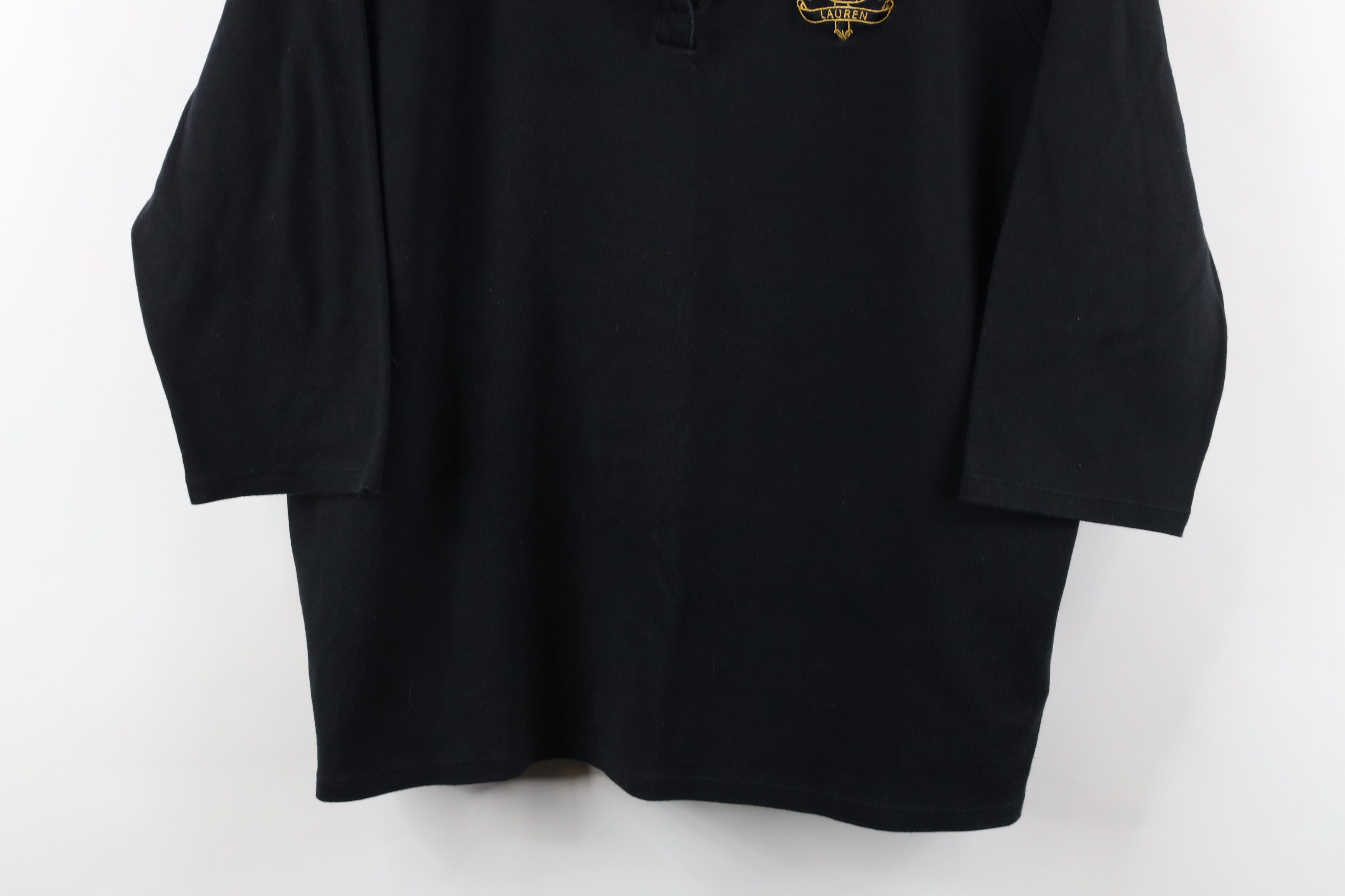Ralph Lauren × Vintage Vintage 90s Ralph Lauren Out Crest 3/4 Sleeve Polo Black Size XL / US 12-14 / IT 48-50 - 3 Thumbnail