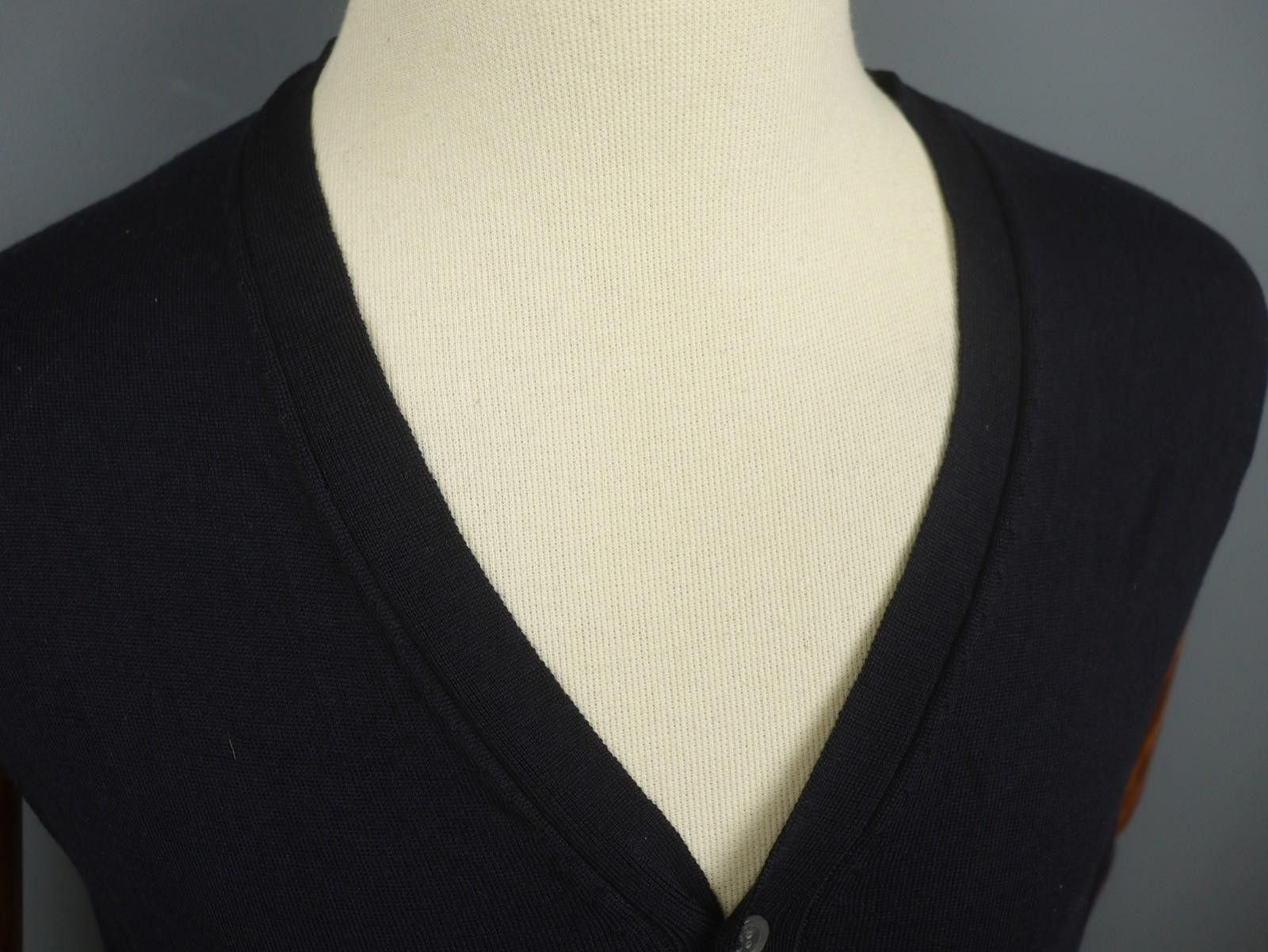 Designer Boggi Milano Navy 100% Wool V-Neck Cardigan Size XL Size XL / US 12-14 / IT 48-50 - 4 Thumbnail