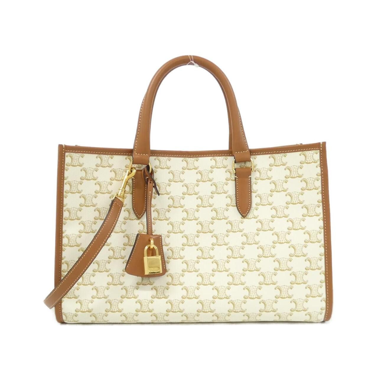 Celine Celine Celine Mini Horizontal Cabas Triomphe Canvas Calf Handbag Leather Tote Bag 199742BZJ DUTY FREE for USA Size ONE SIZE - 1 Thumbnail