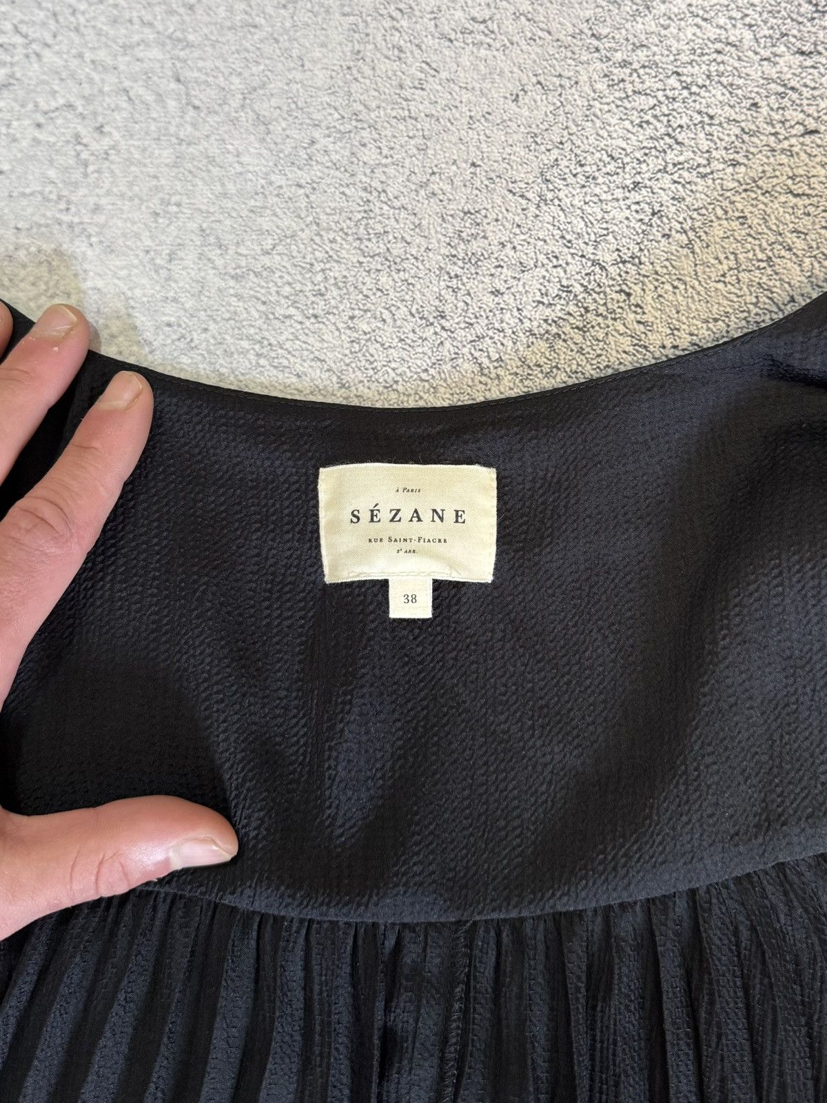 Sezane Sezane Selita Dress Black Pleated Mini Balloon Sleeve FR38 M Size S / US 4 / IT 40 - 14 Thumbnail